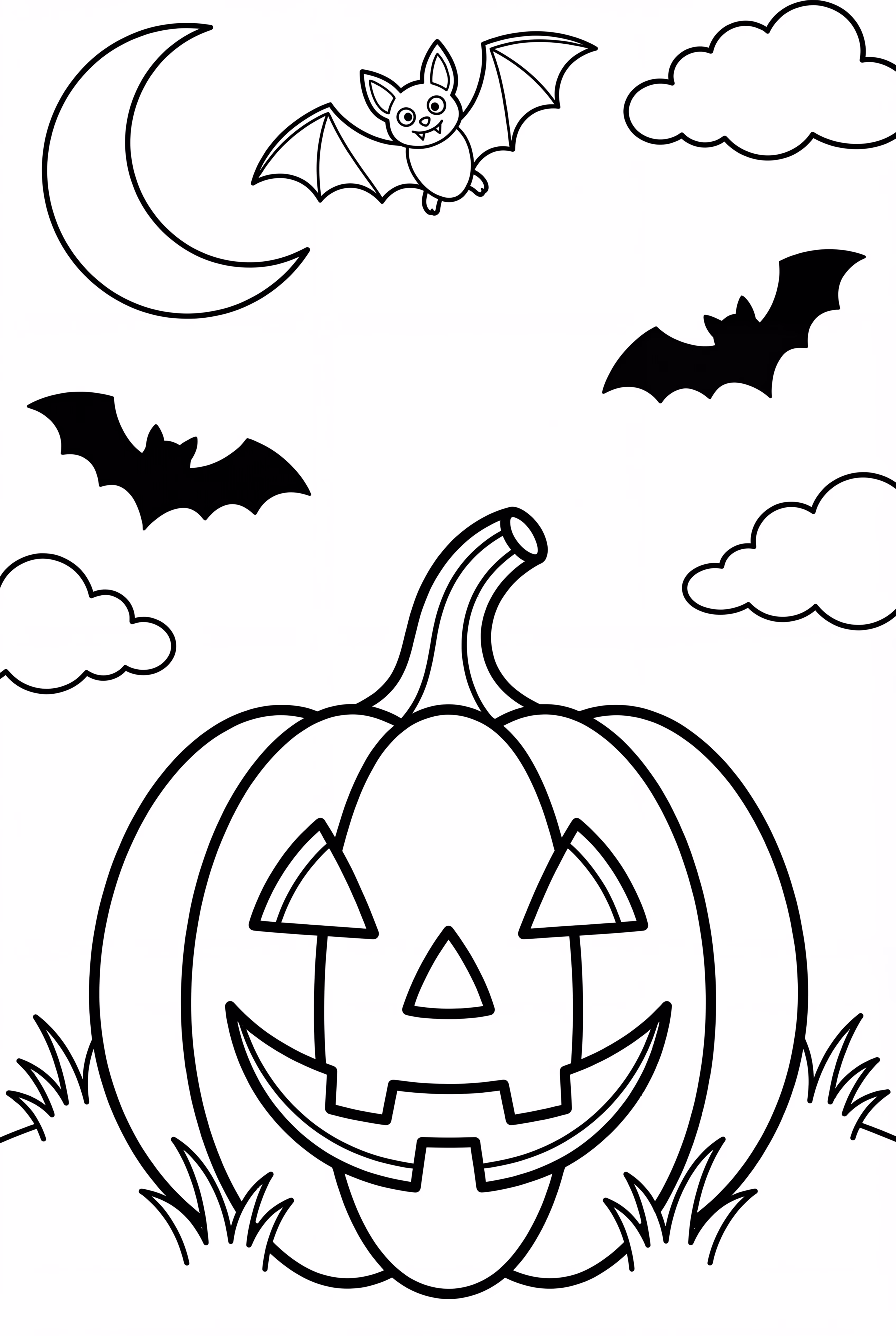 Pumpkin With Bats Flying Around