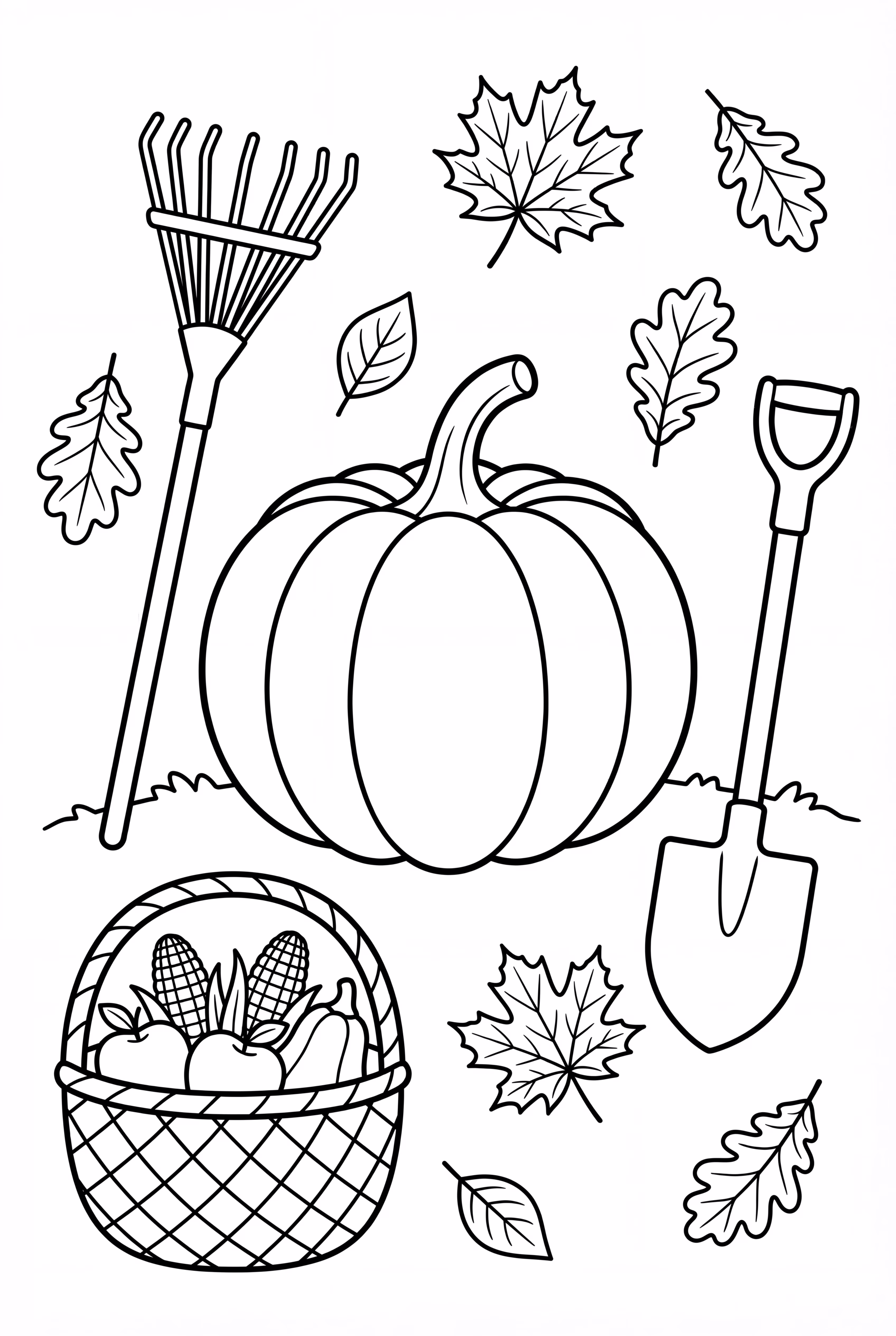 Abóbora com Ferramentas de Colheita