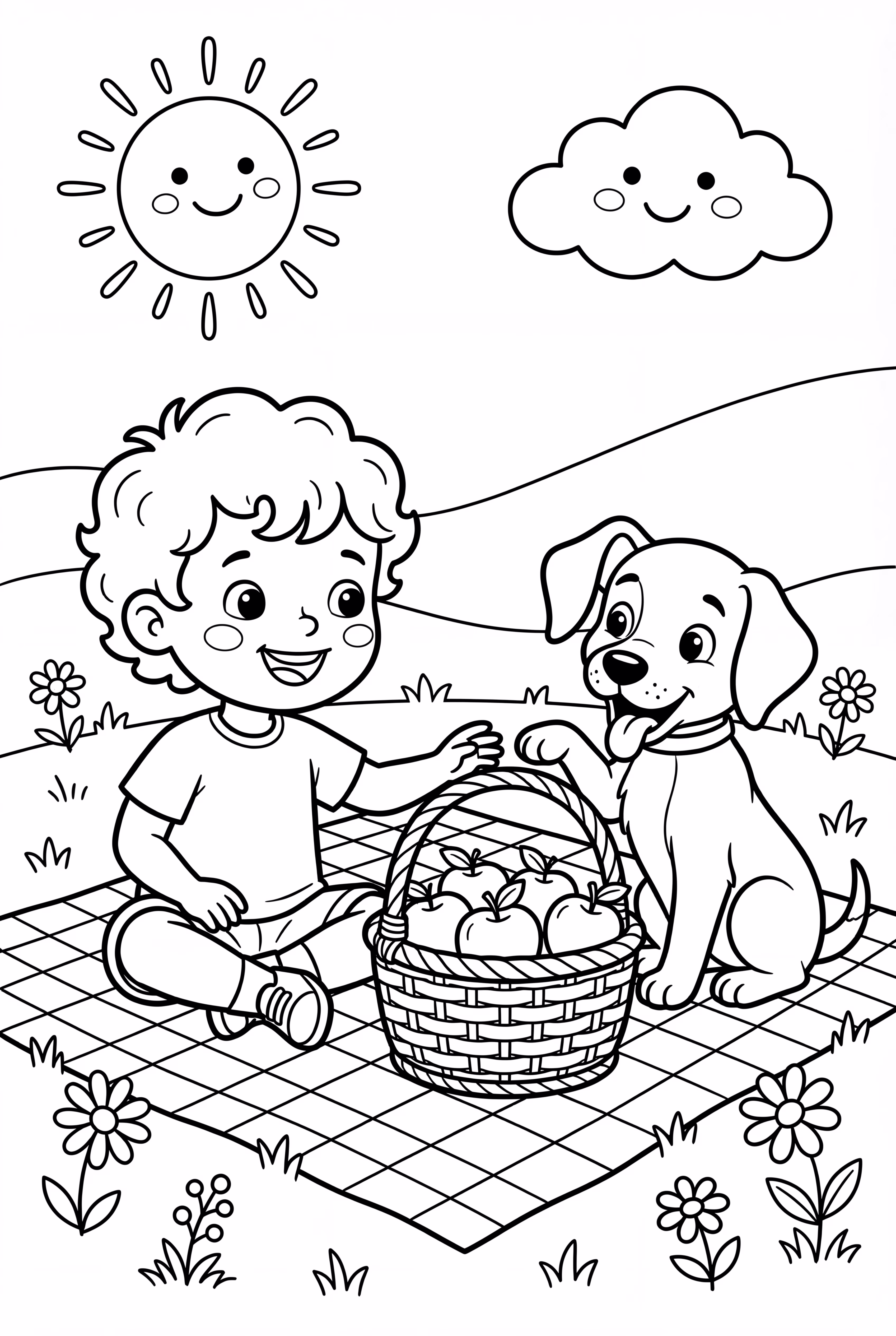 Puppy and Child on a Picnic