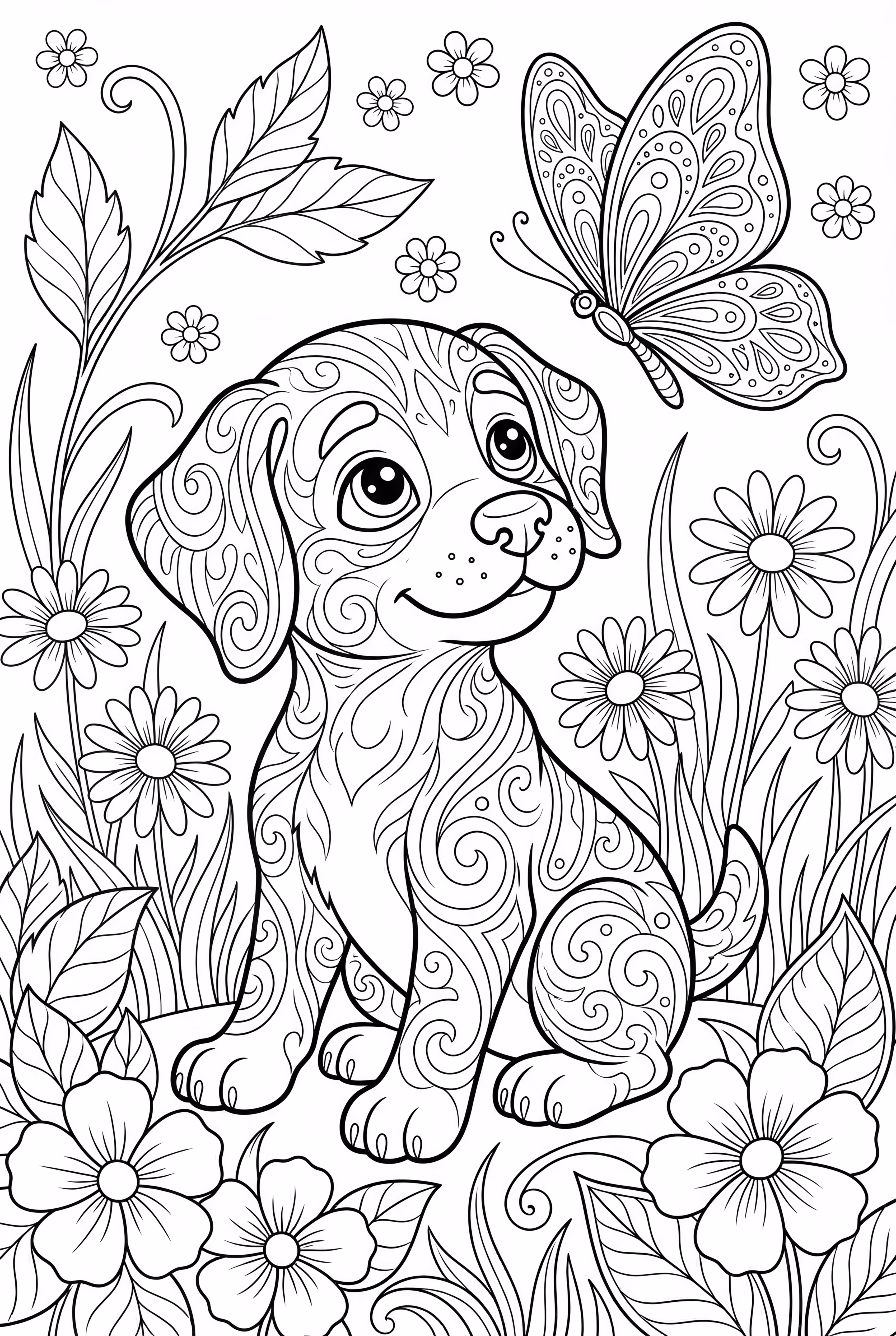 Cachorro Persiguiendo una Mariposa