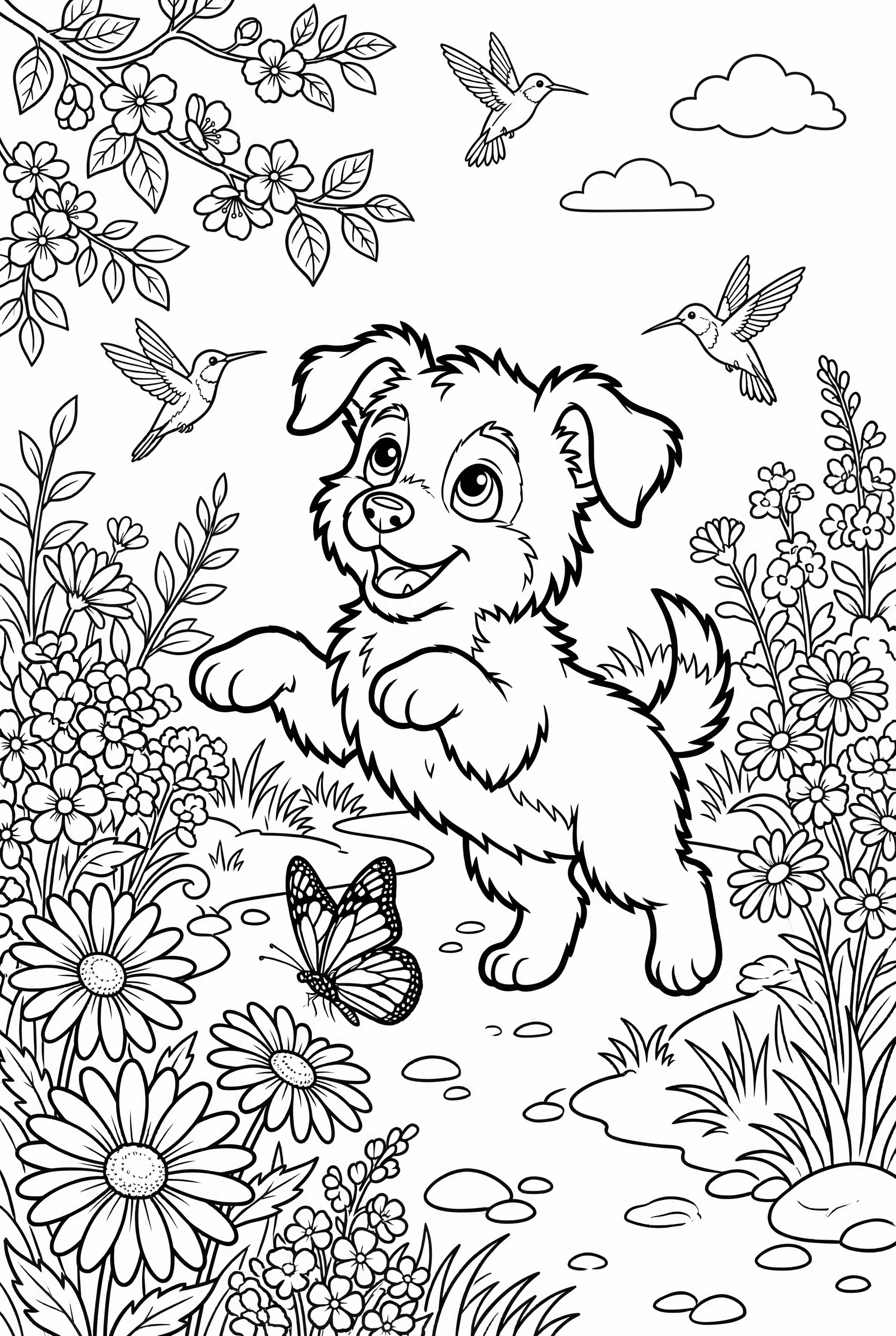 Puppy Chasing a Butterfly-2
