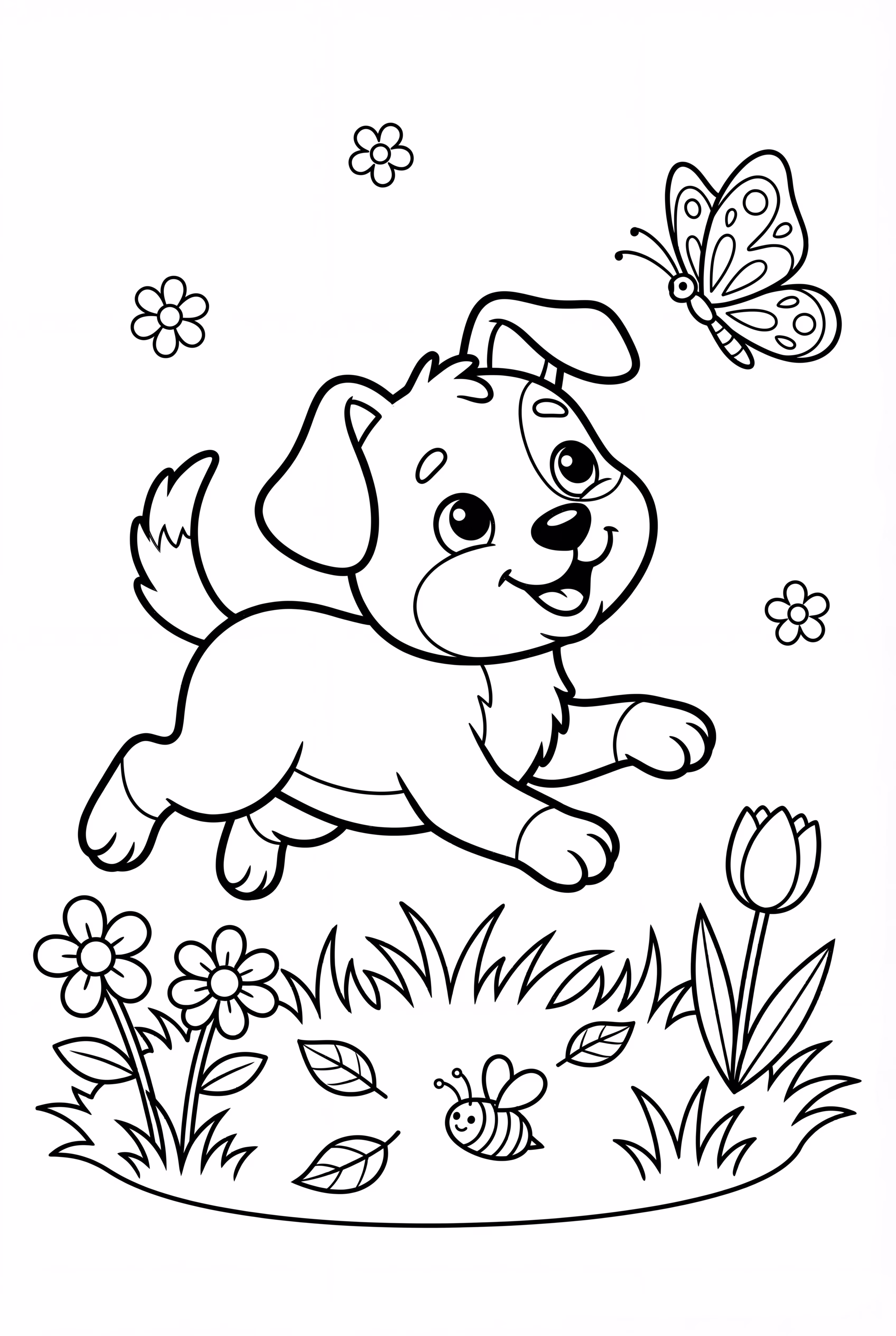 Puppy Chasing a Butterfly