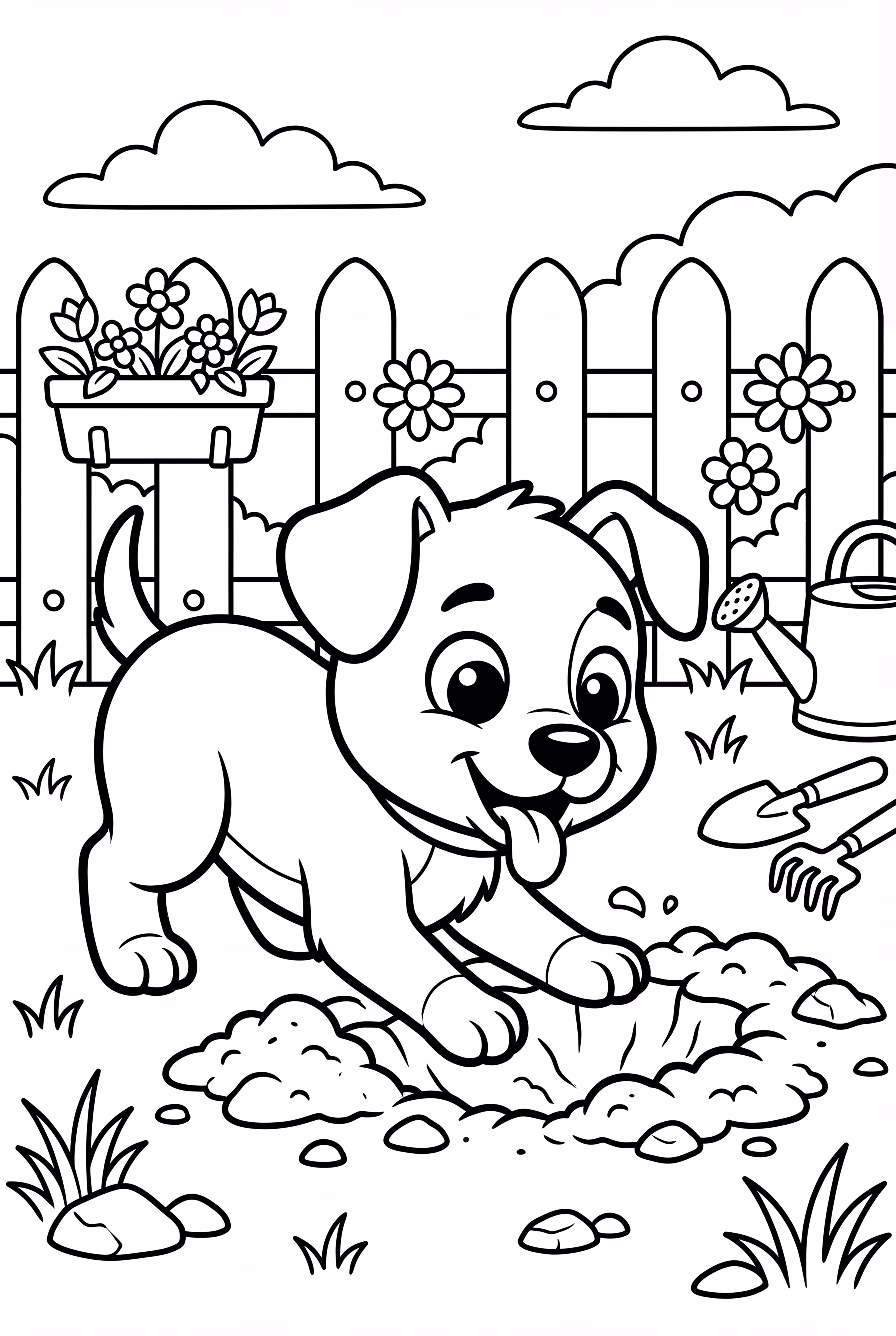 Puppy Digging in the Backyard