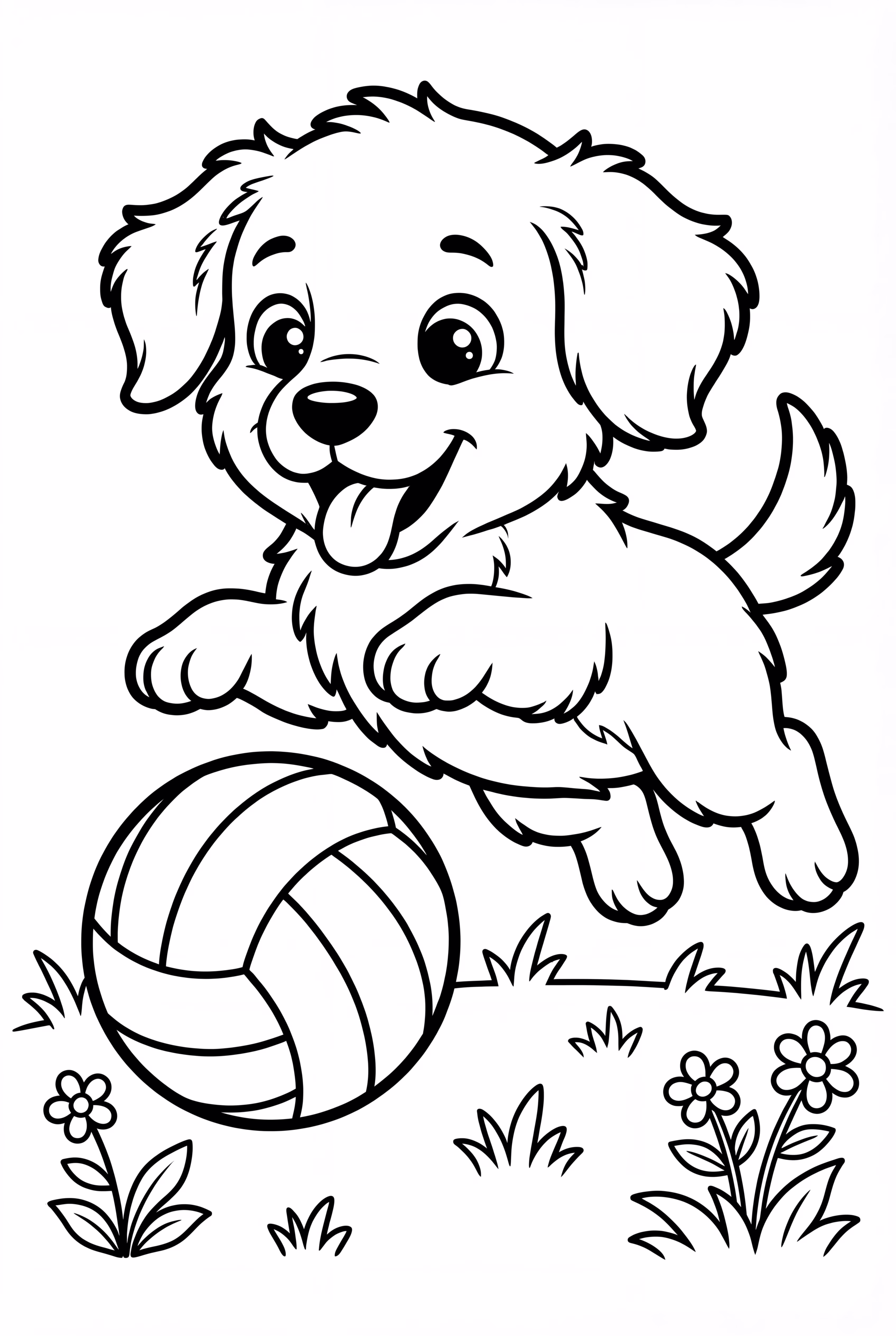 Cachorro jugando con una pelota