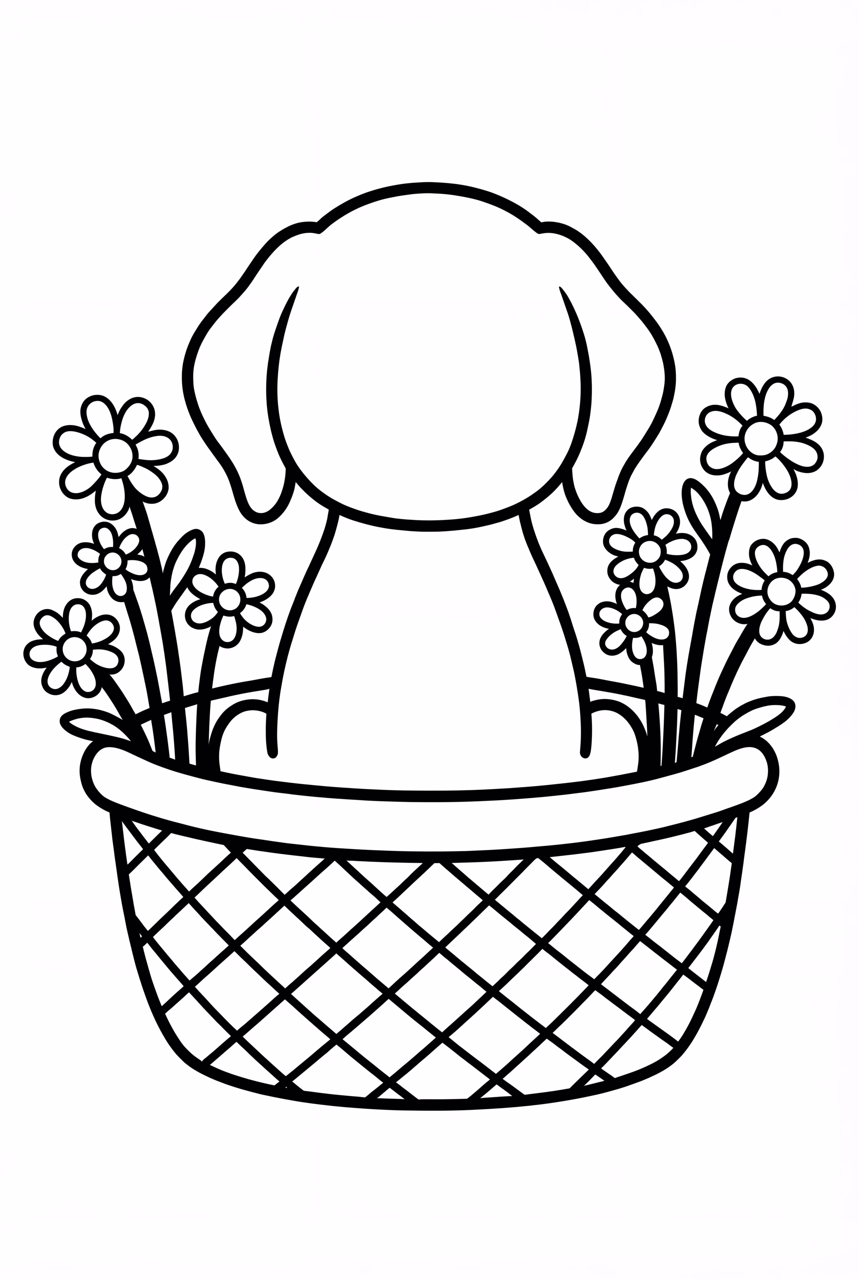 Puppy Sitting In A Basket Of Flowers