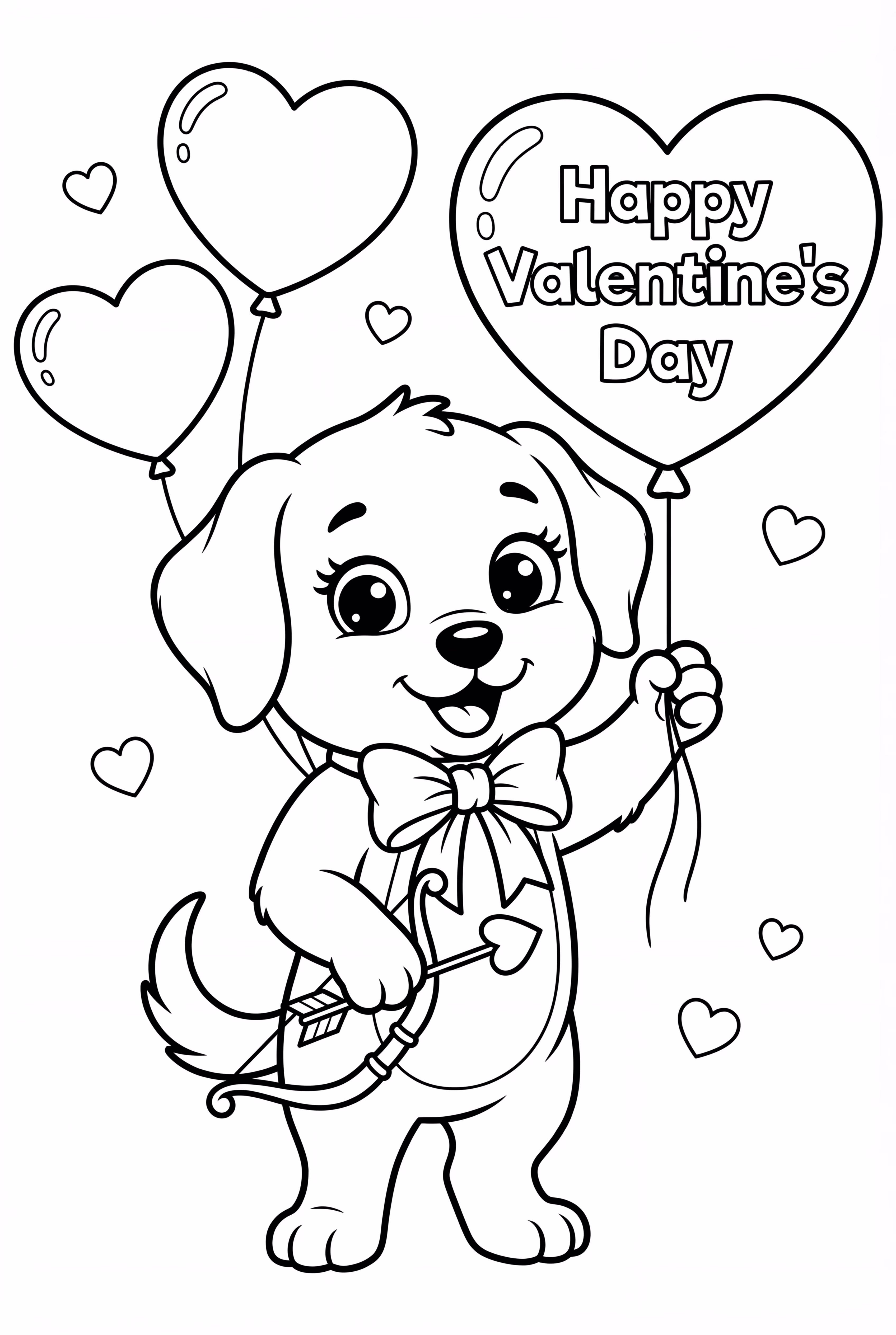 Puppy Valentines Day Cupid 'Happy Valentine's Day'