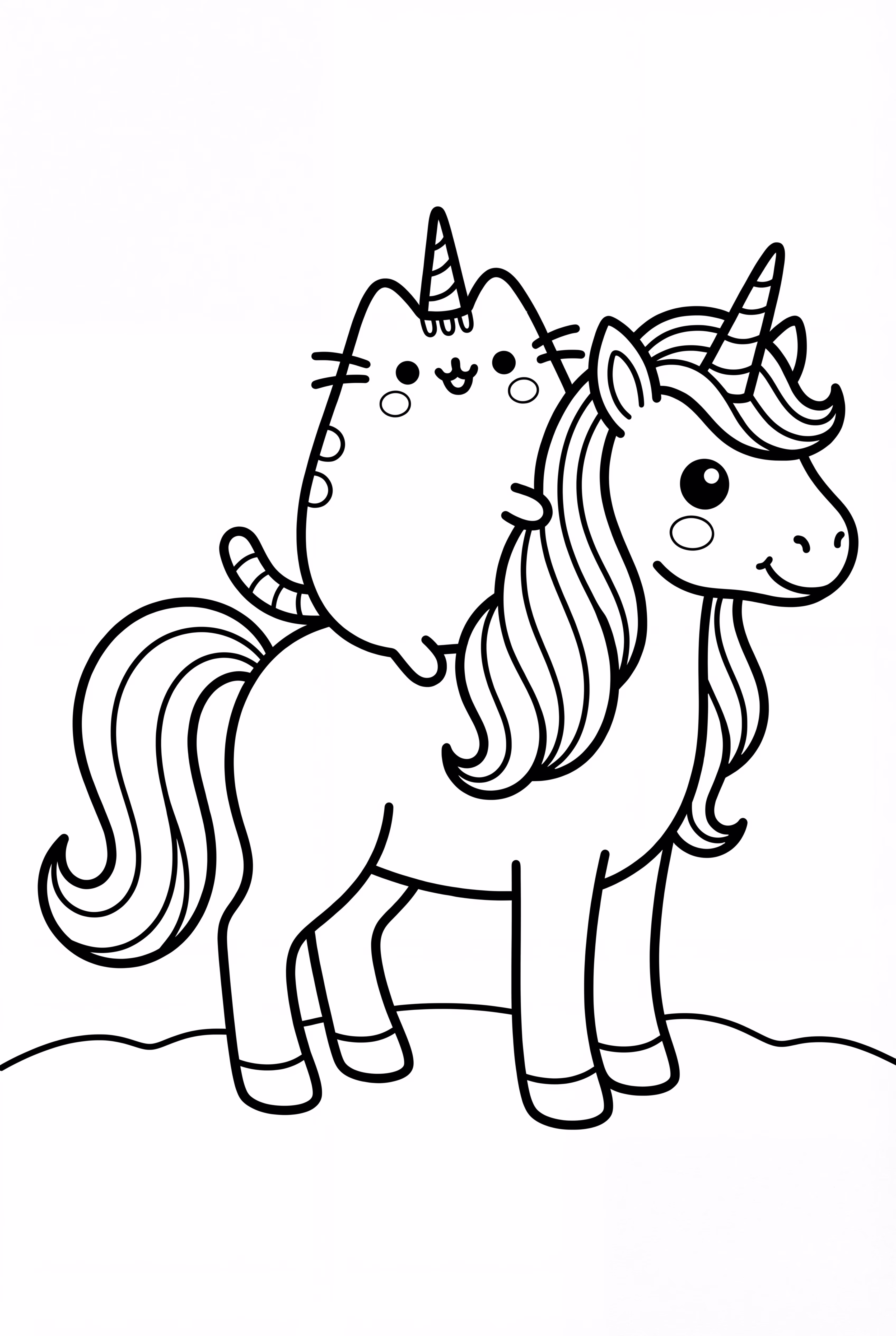 Pusheen Montant sur un Licorne