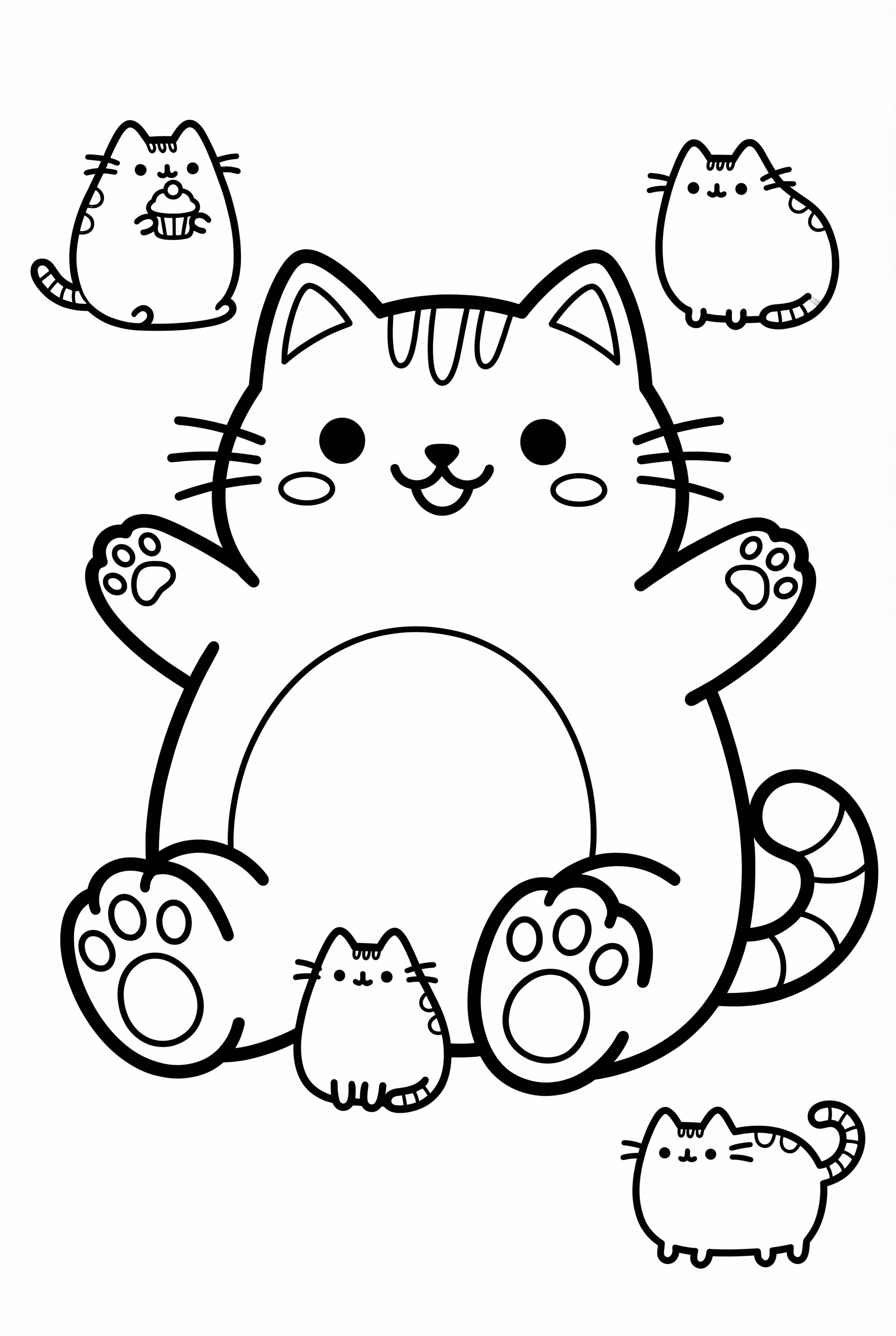 Pusheen assis sur un cupcake