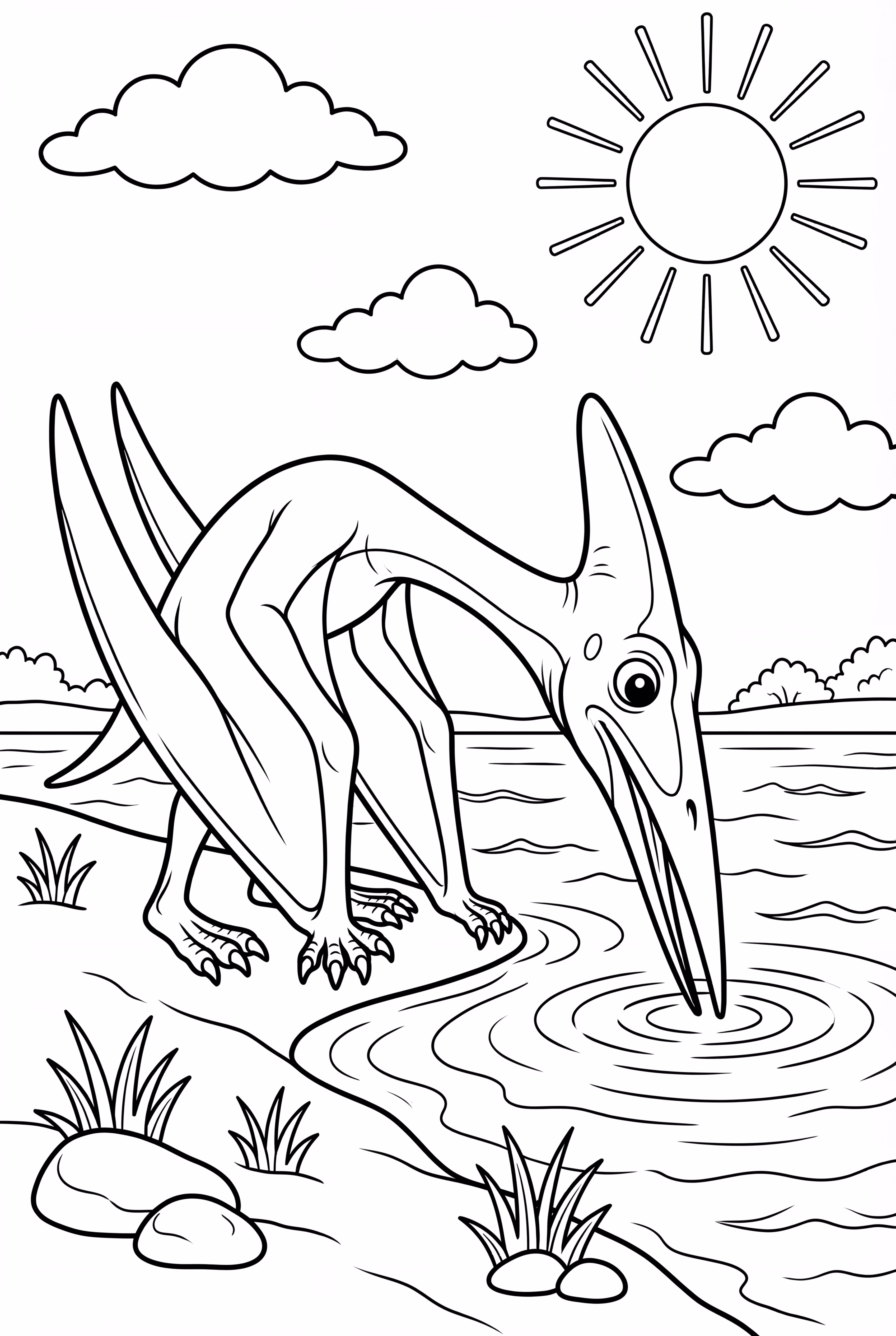 Quetzalcoatlus Drinking From A Lake