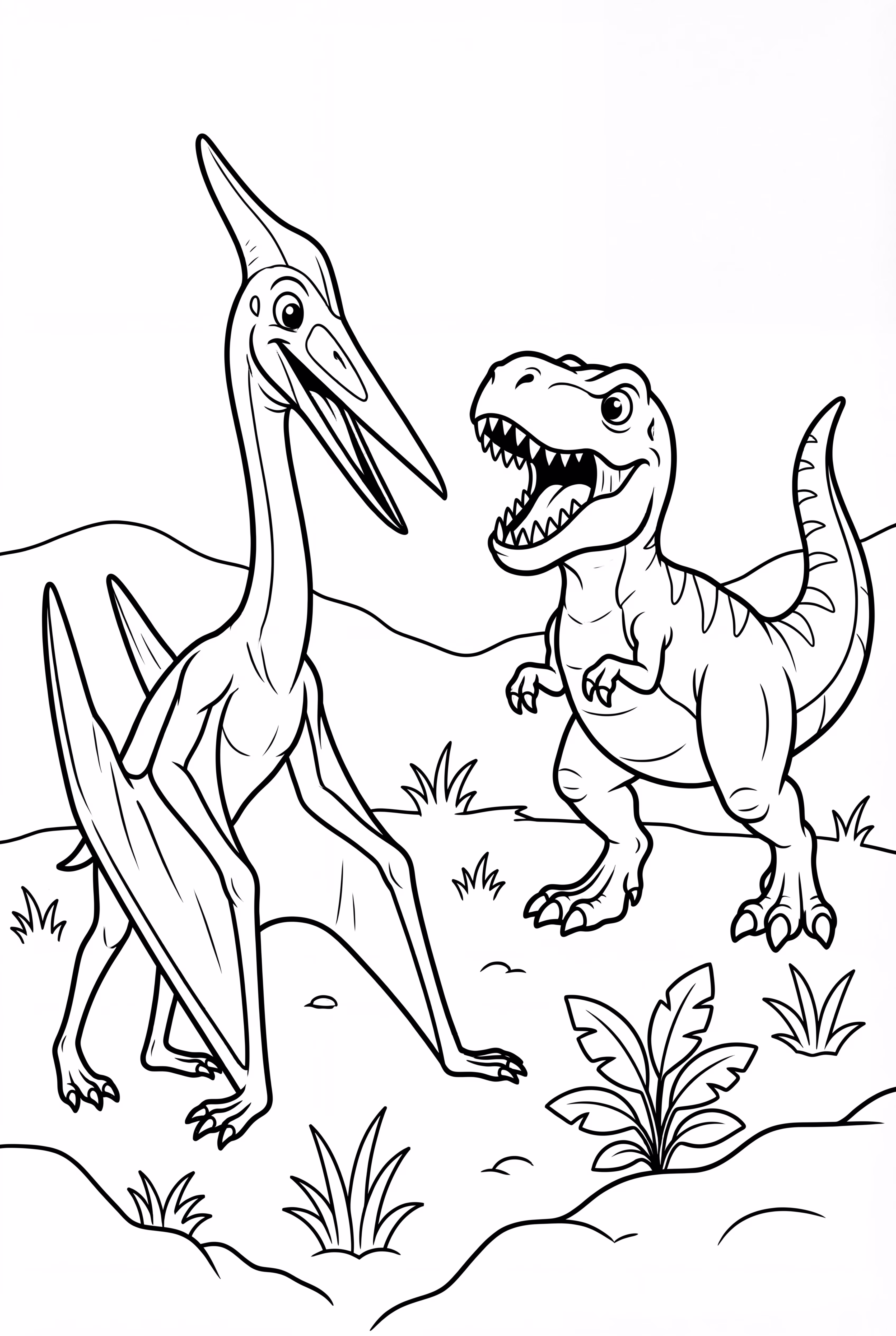 Quetzalcoatlus Facing A T-Rex