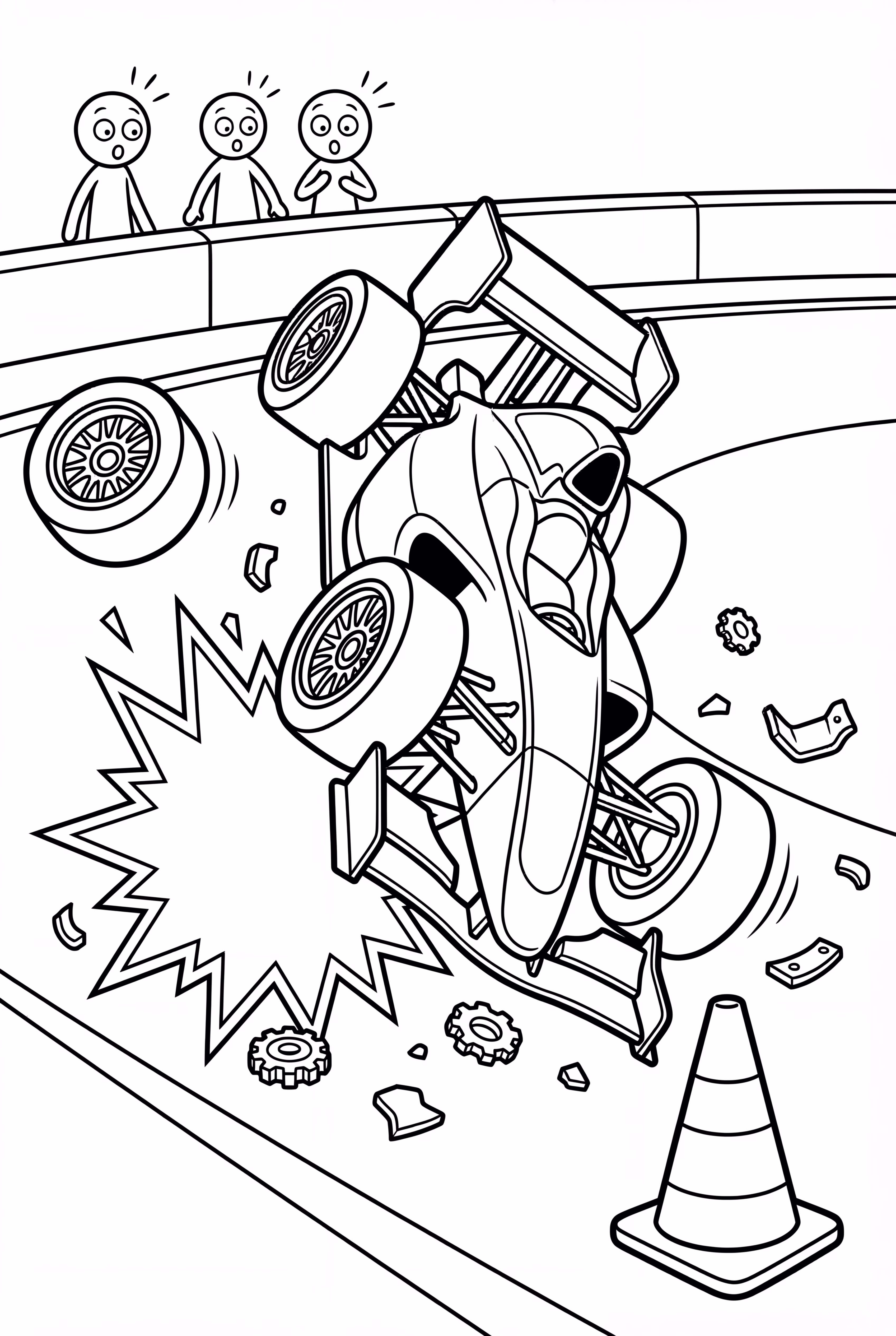 Race Car Crash Scene With Bystanders