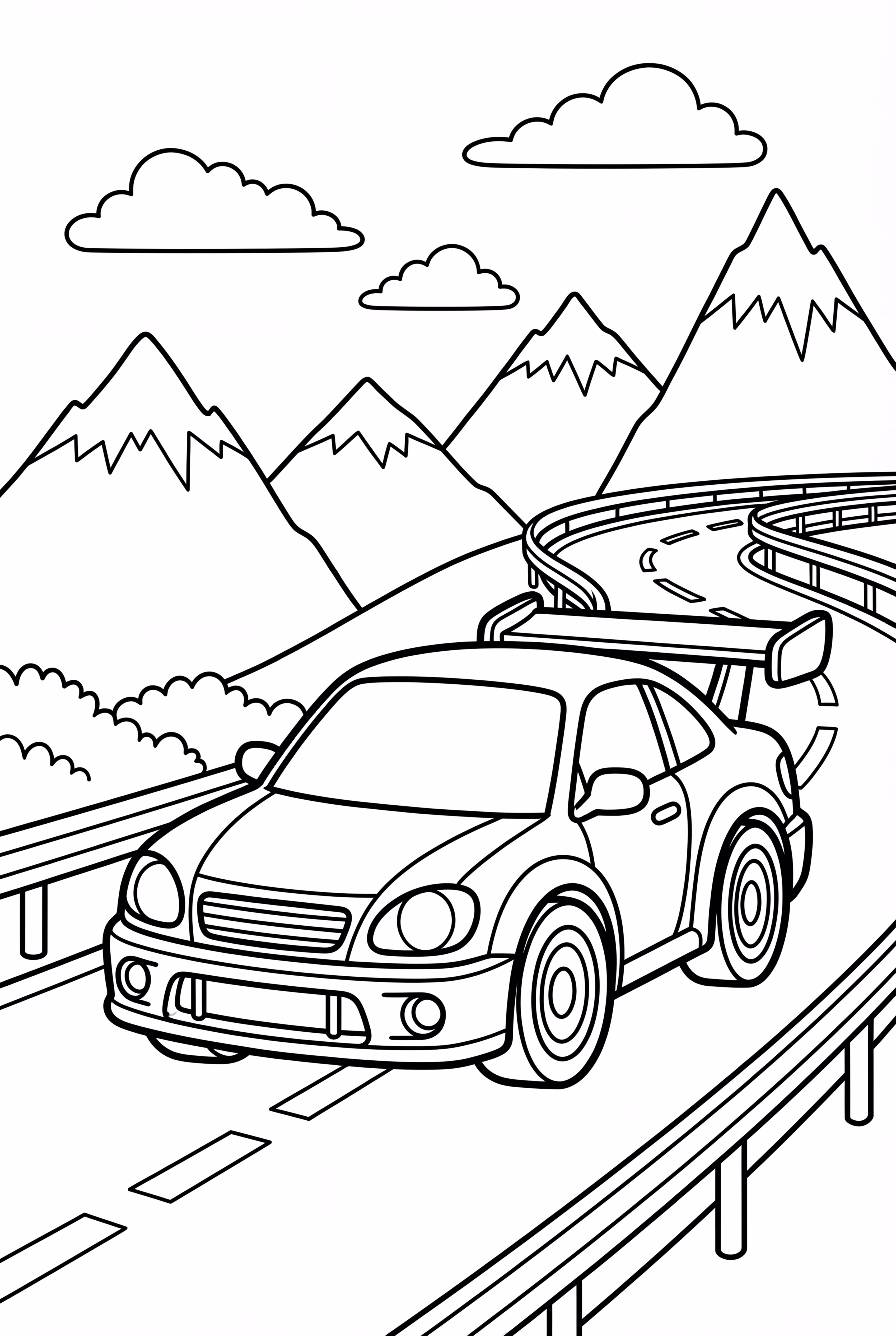 Race Car Driving Through Mountain Pass