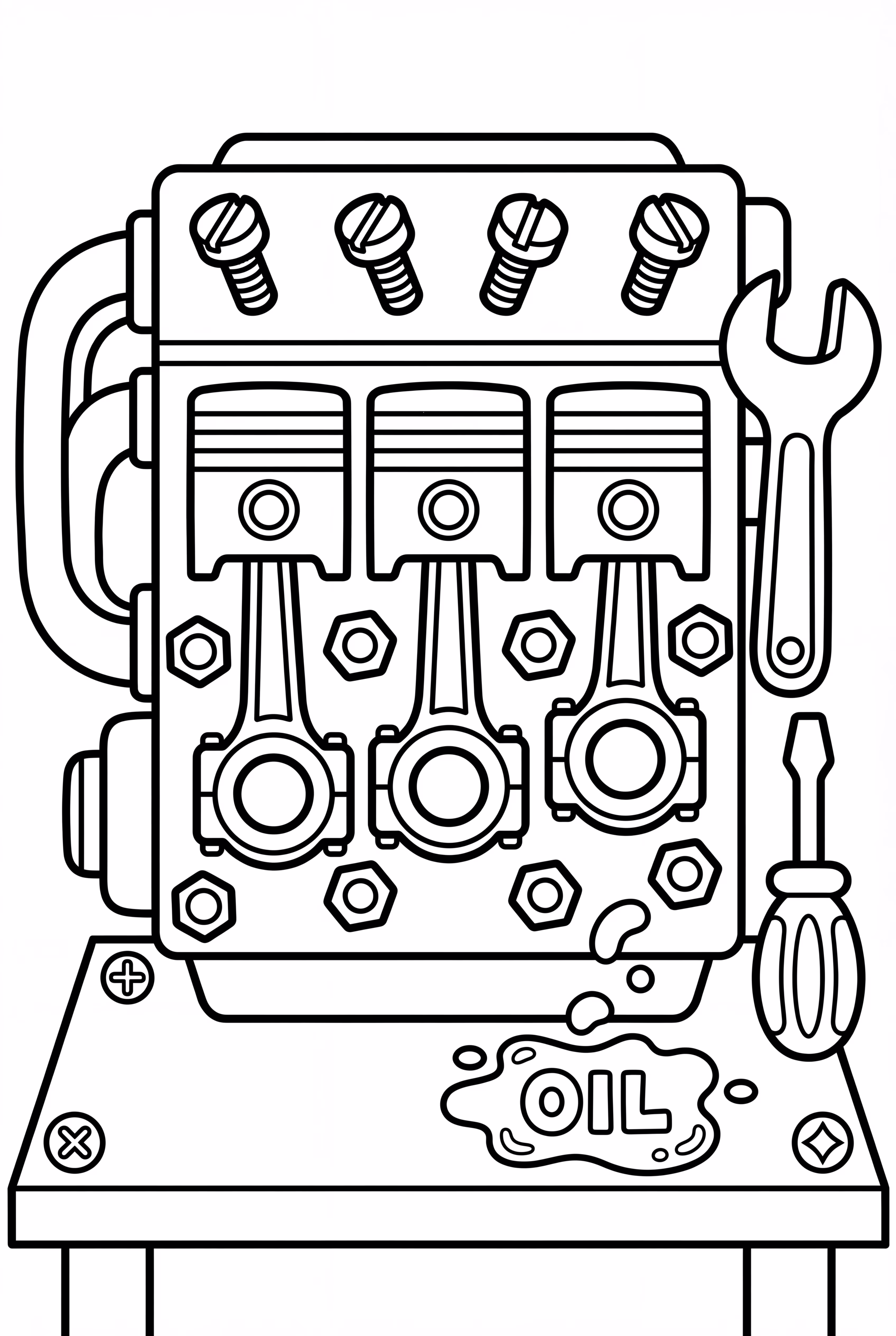 Race Car Engine Close-Up With Tools