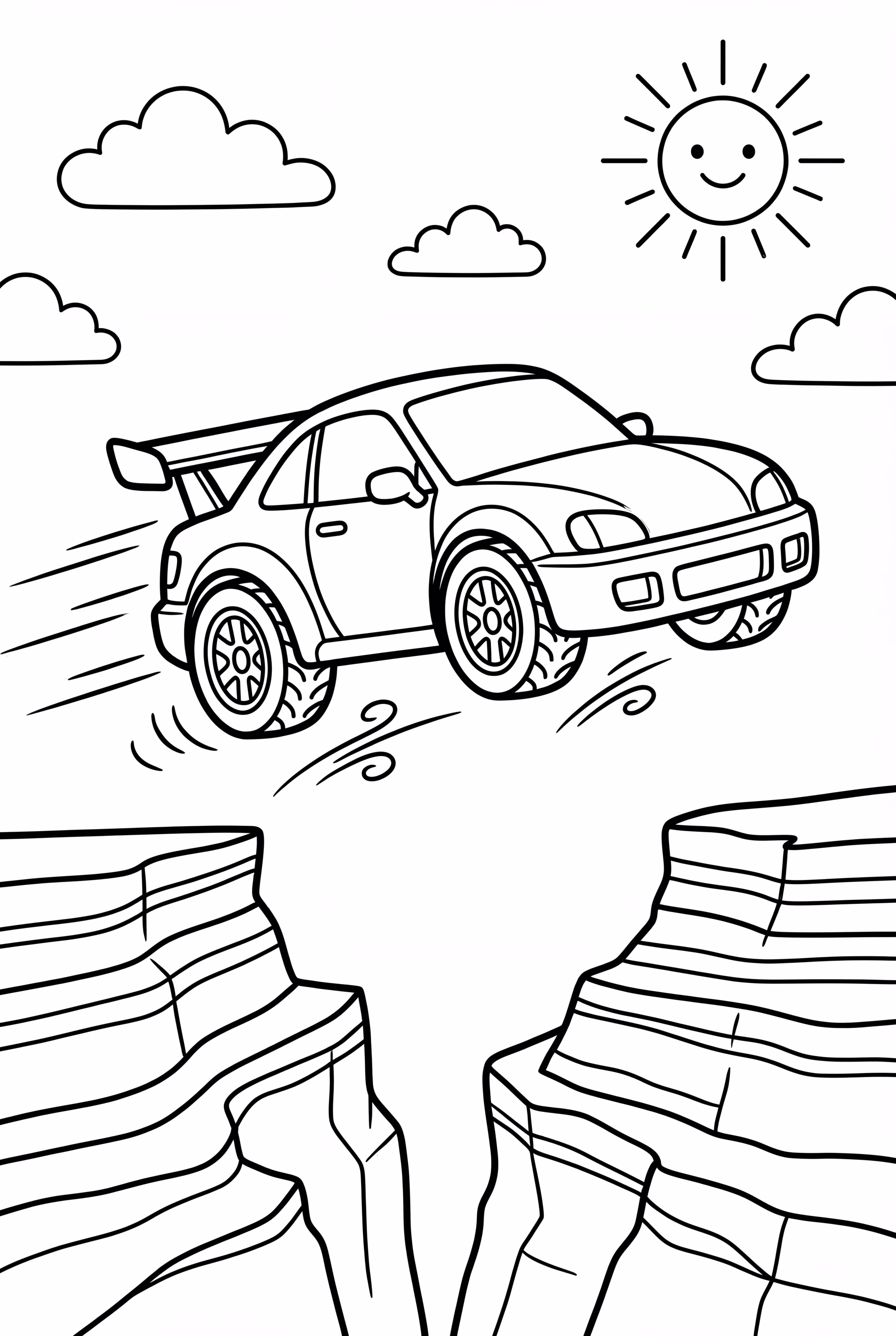 Race Car Jumping Over A Canyon Gap