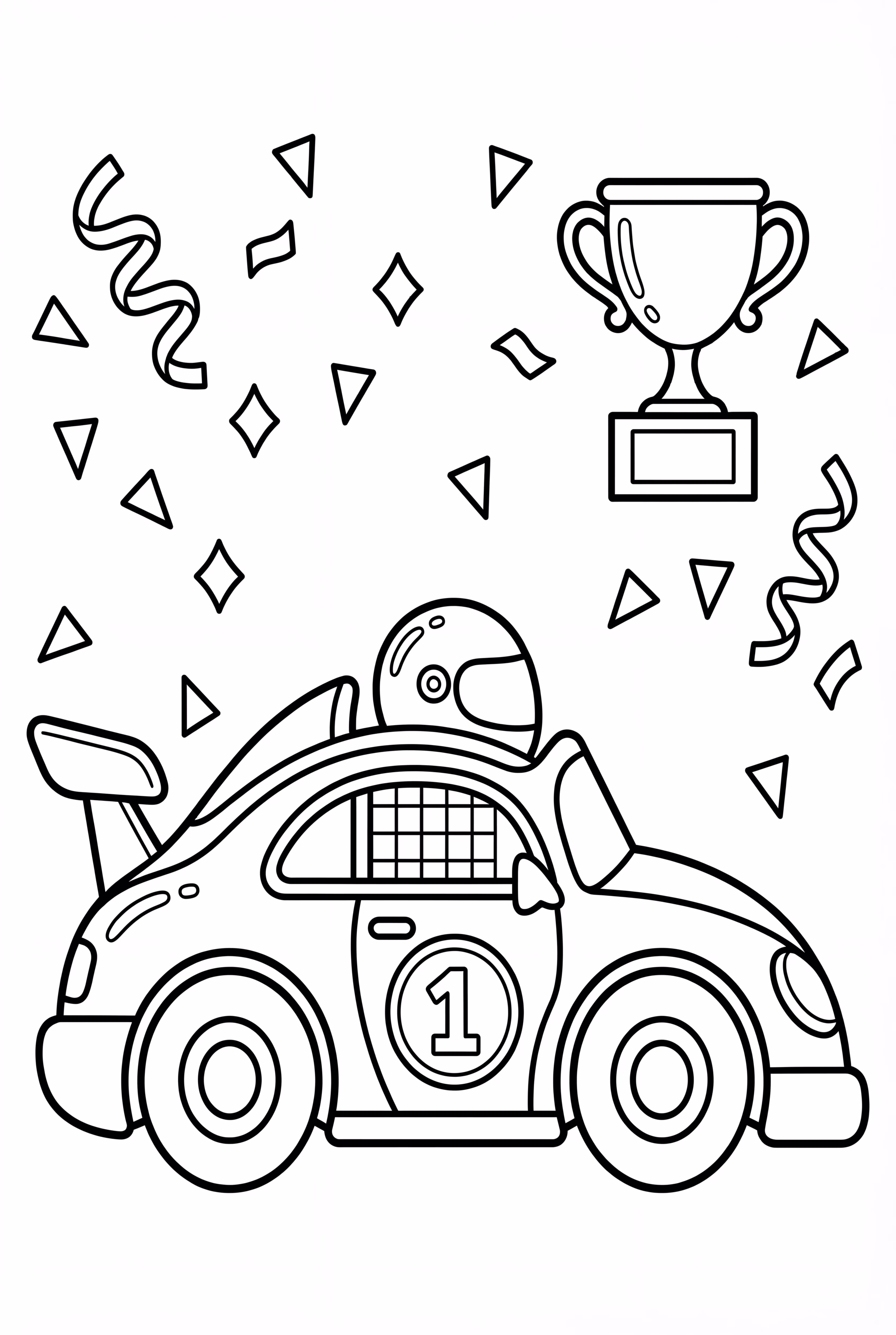 Race Car Surrounded By Confetti (Victory Scene)