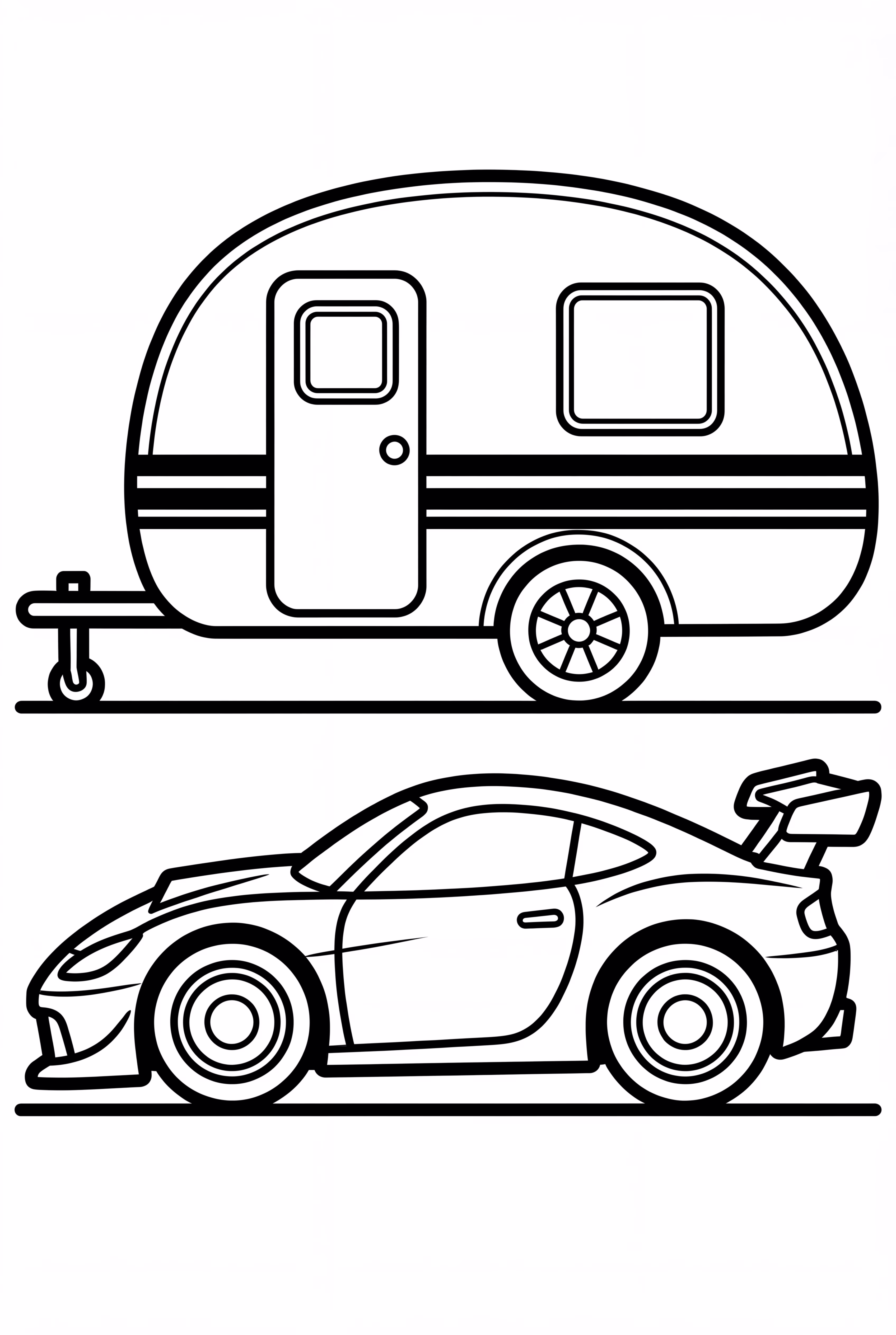 Race Car Towing A Camper Trailer