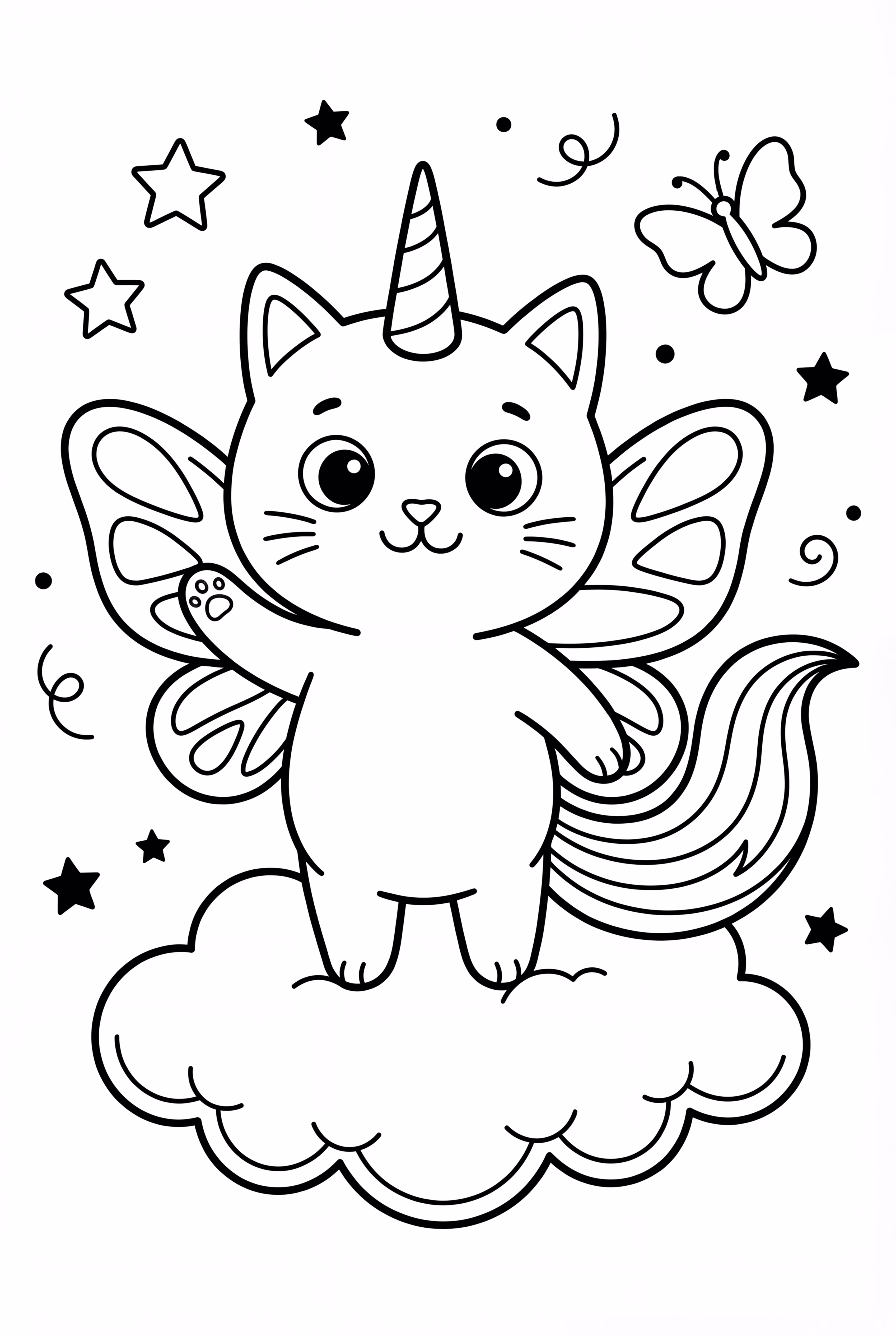 Rainbow Butterfly Unicorn Kitty On Cloud