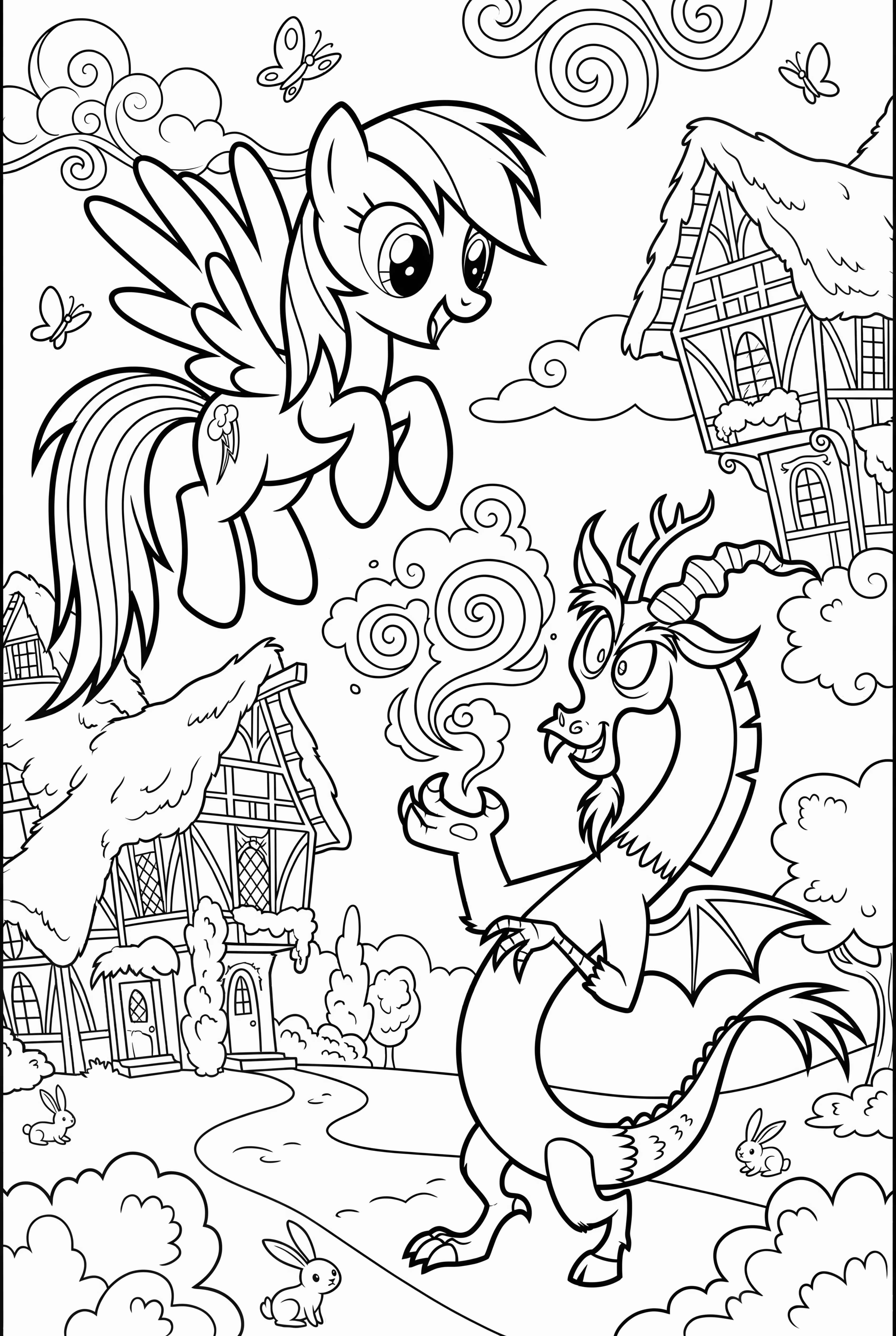 Rainbow Dash And Discord Causing Mischief