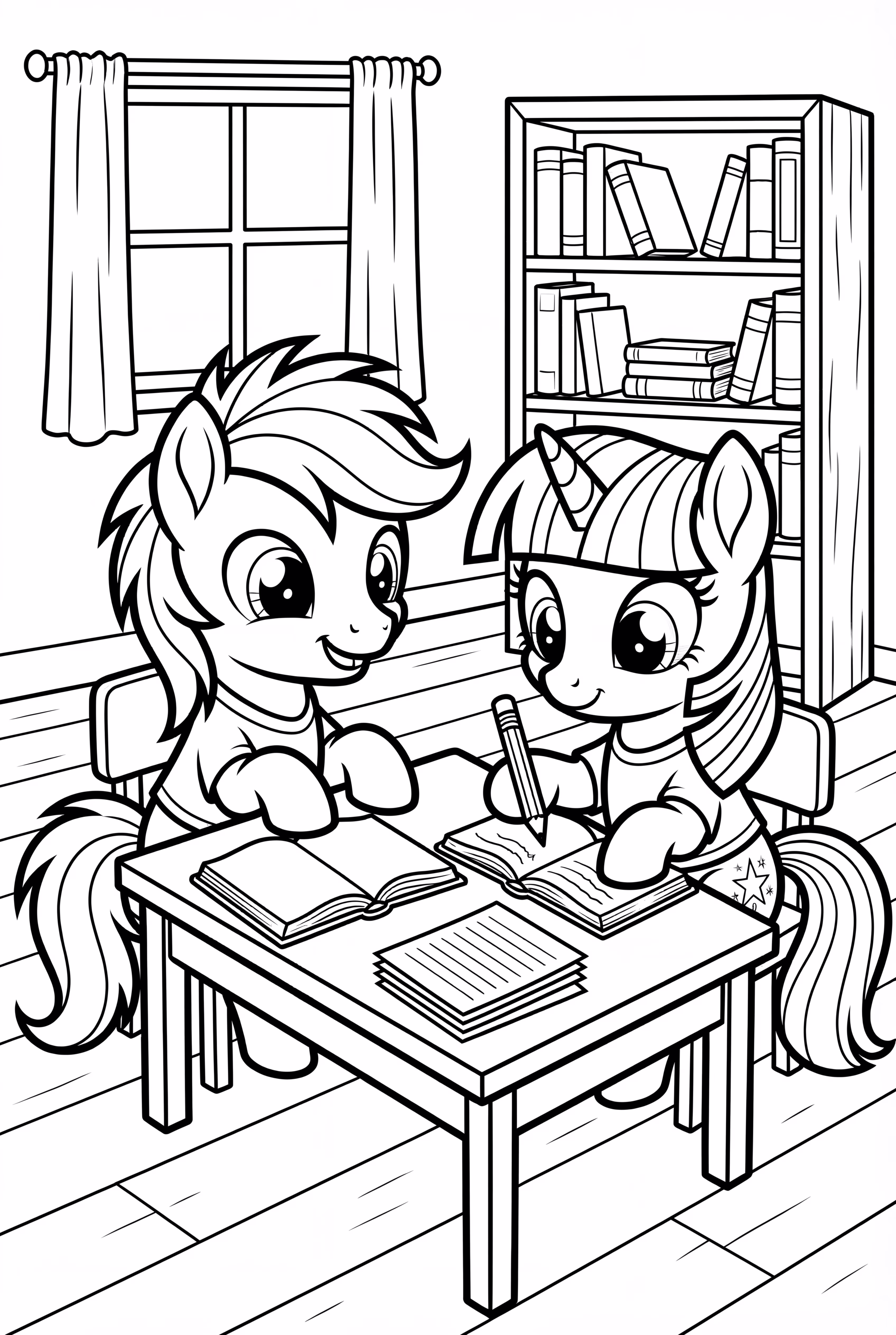 Rainbow Dash And Twilight Sparkle Studying