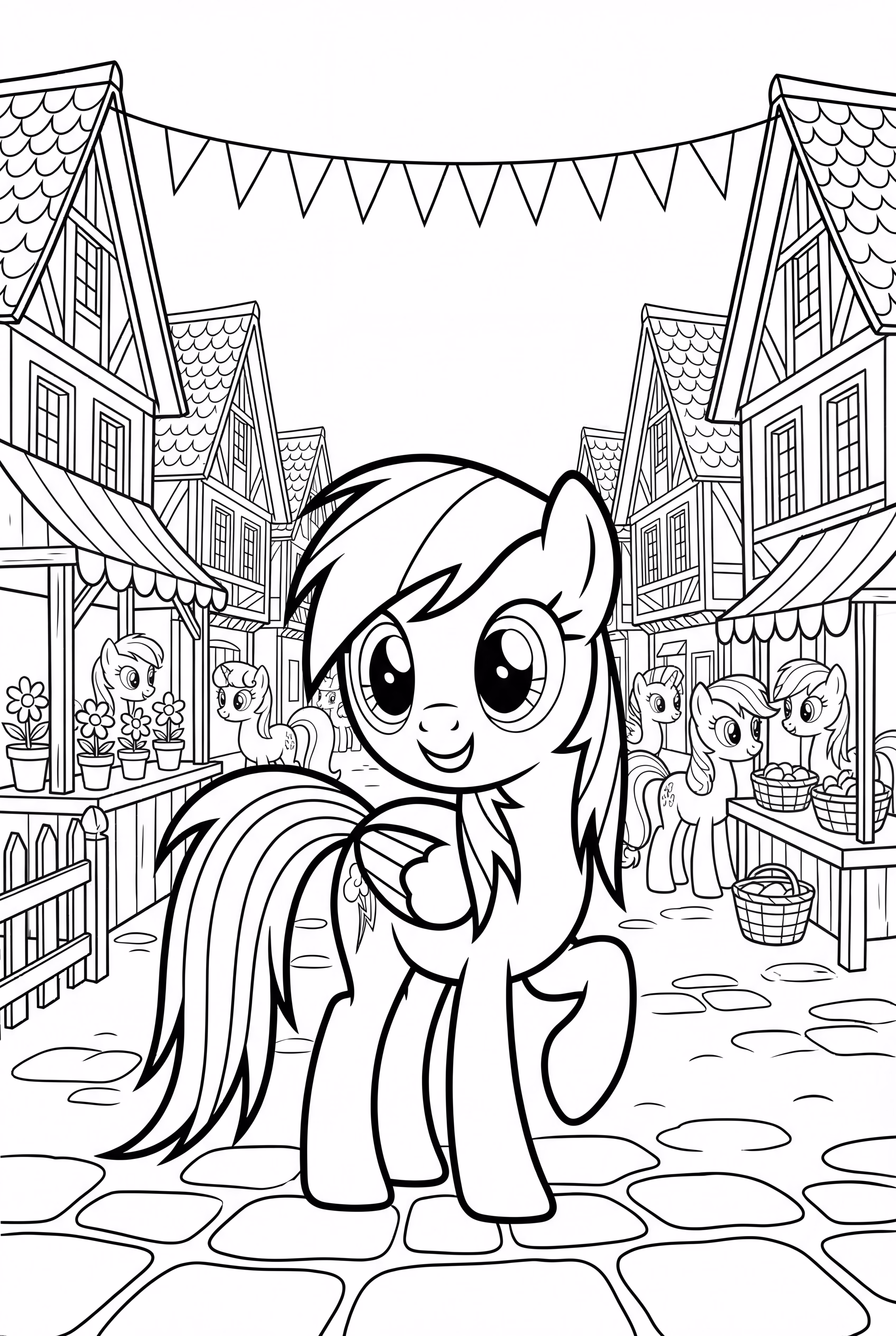 Rainbow Dash em um Mercado Lotado em Ponyville