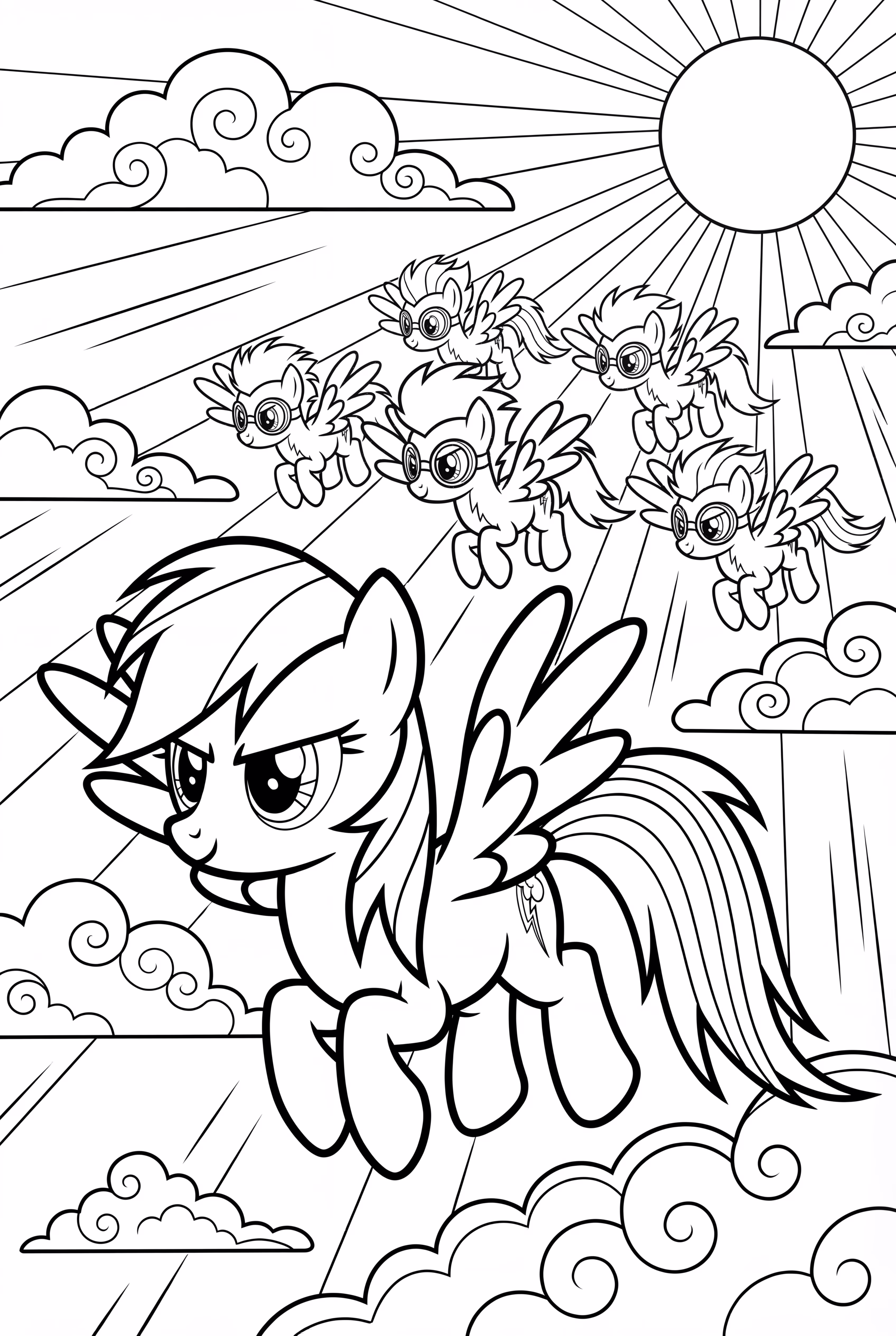 Rainbow Dash Leading The Wonderbolts In Formation