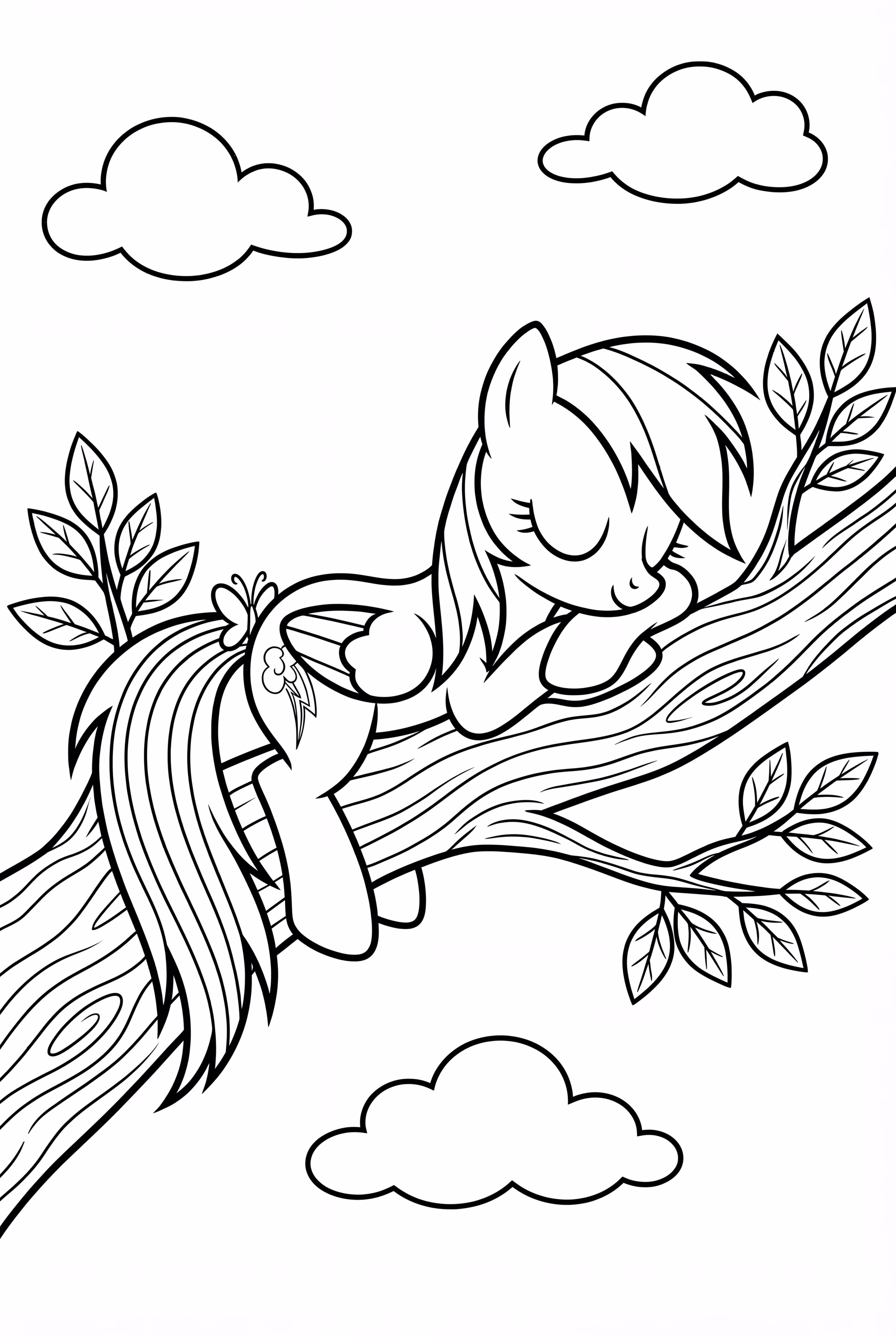 Rainbow Dash Napping On A Tree Branch