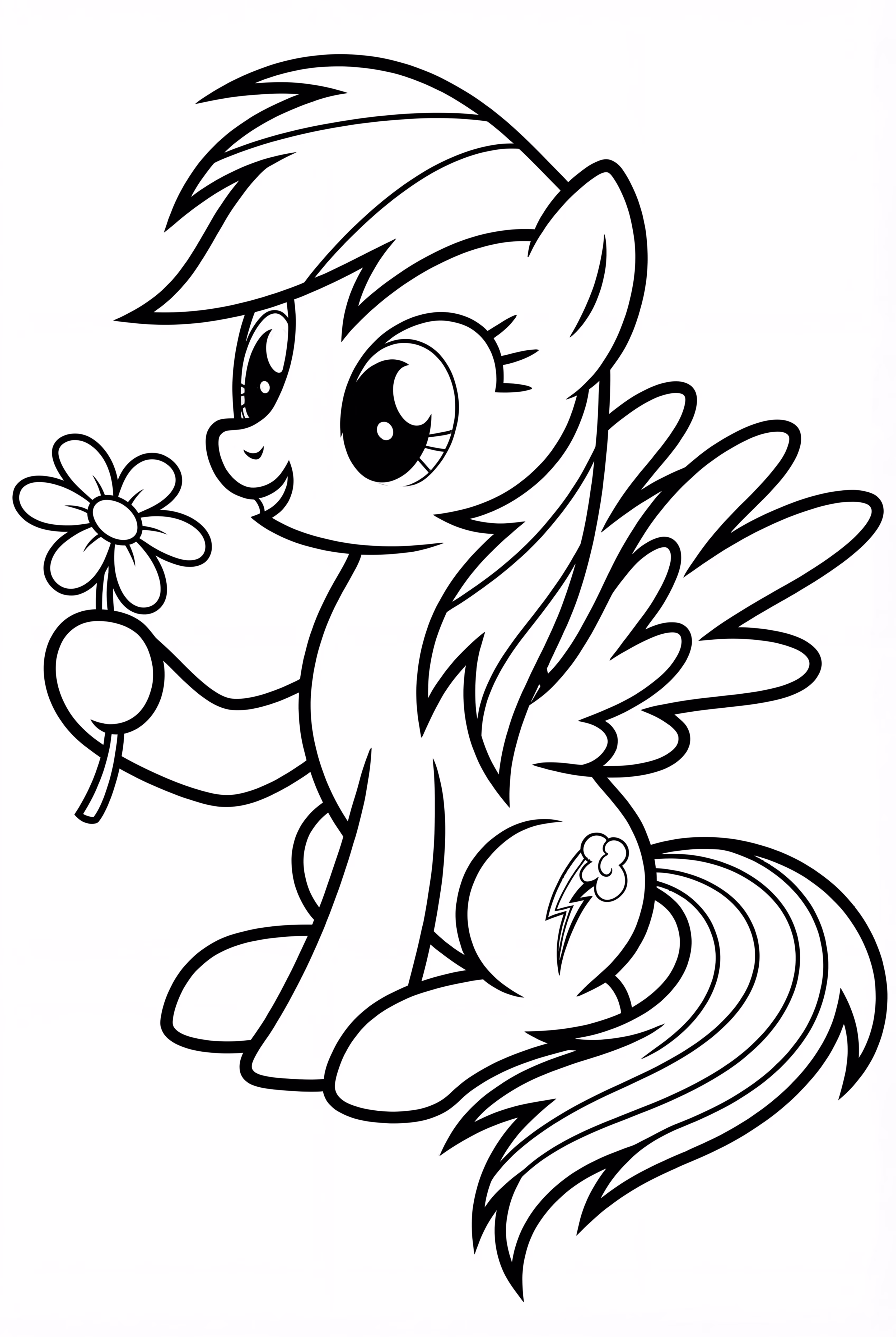 Rainbow Dash With A Single Flower