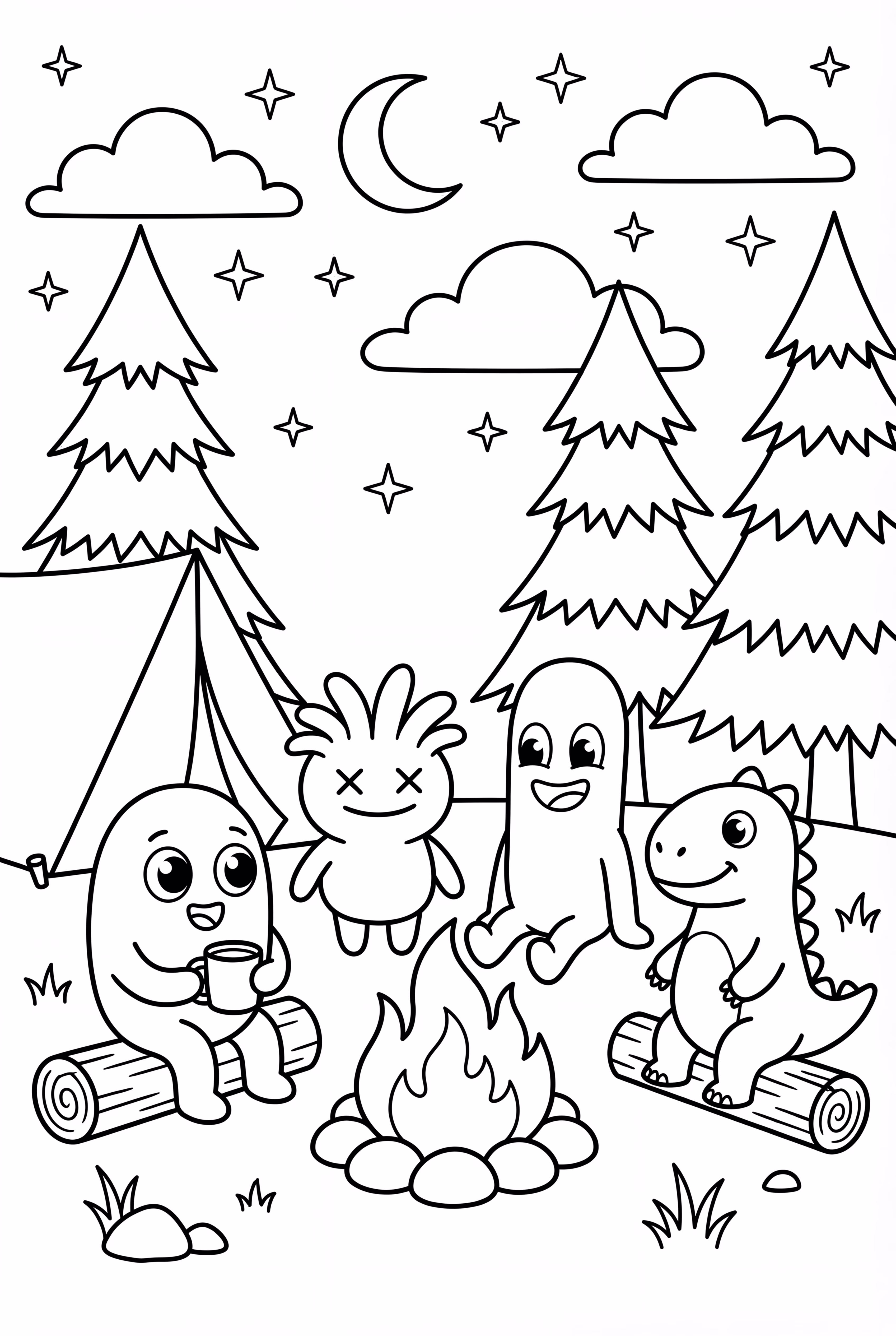 彩虹朋友在星空下露營