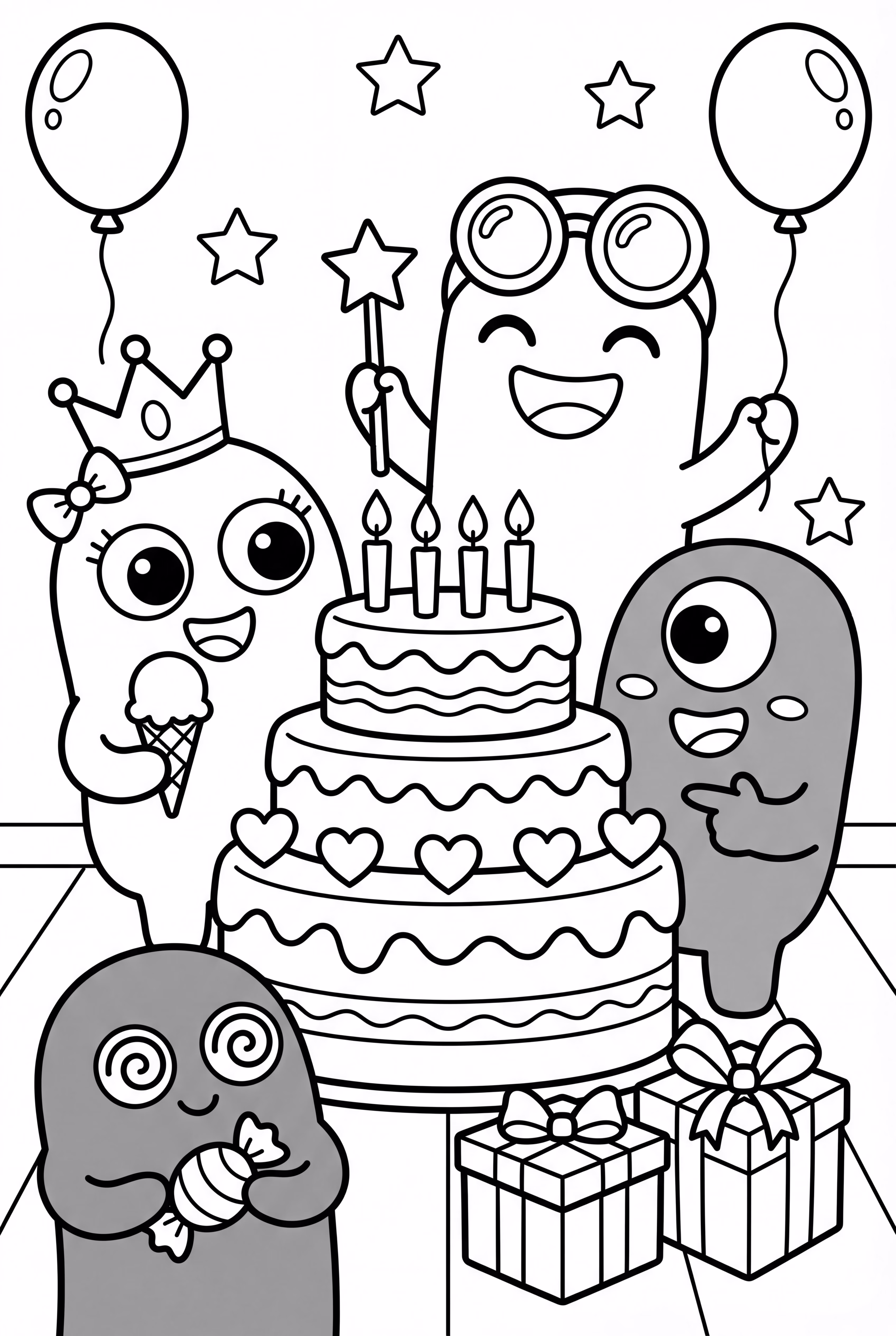 彩虹朋友裝飾生日蛋糕