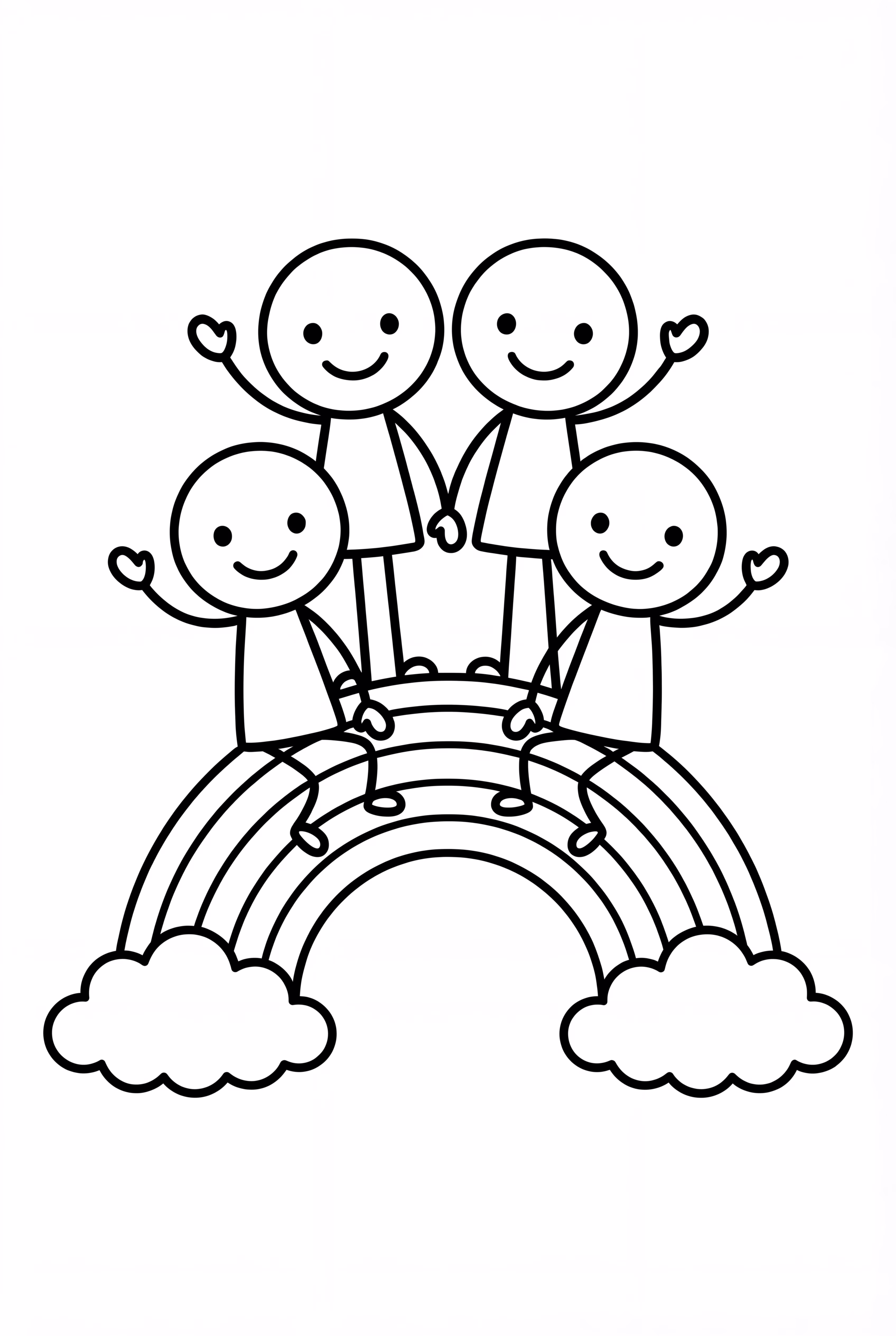 彩虹朋友在彩虹橋上揮手