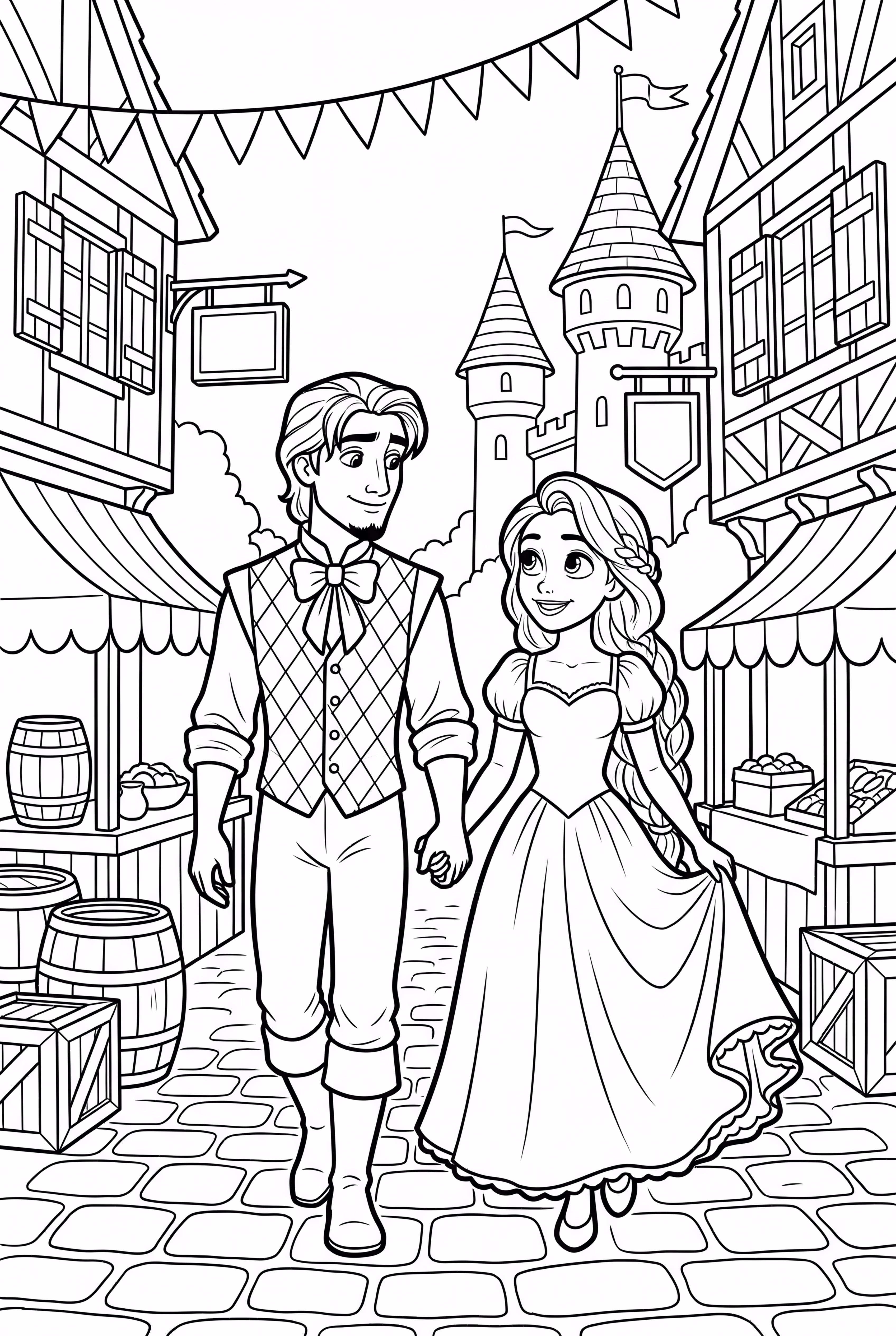 Rapunzel and Flynn Exploring the Kingdom