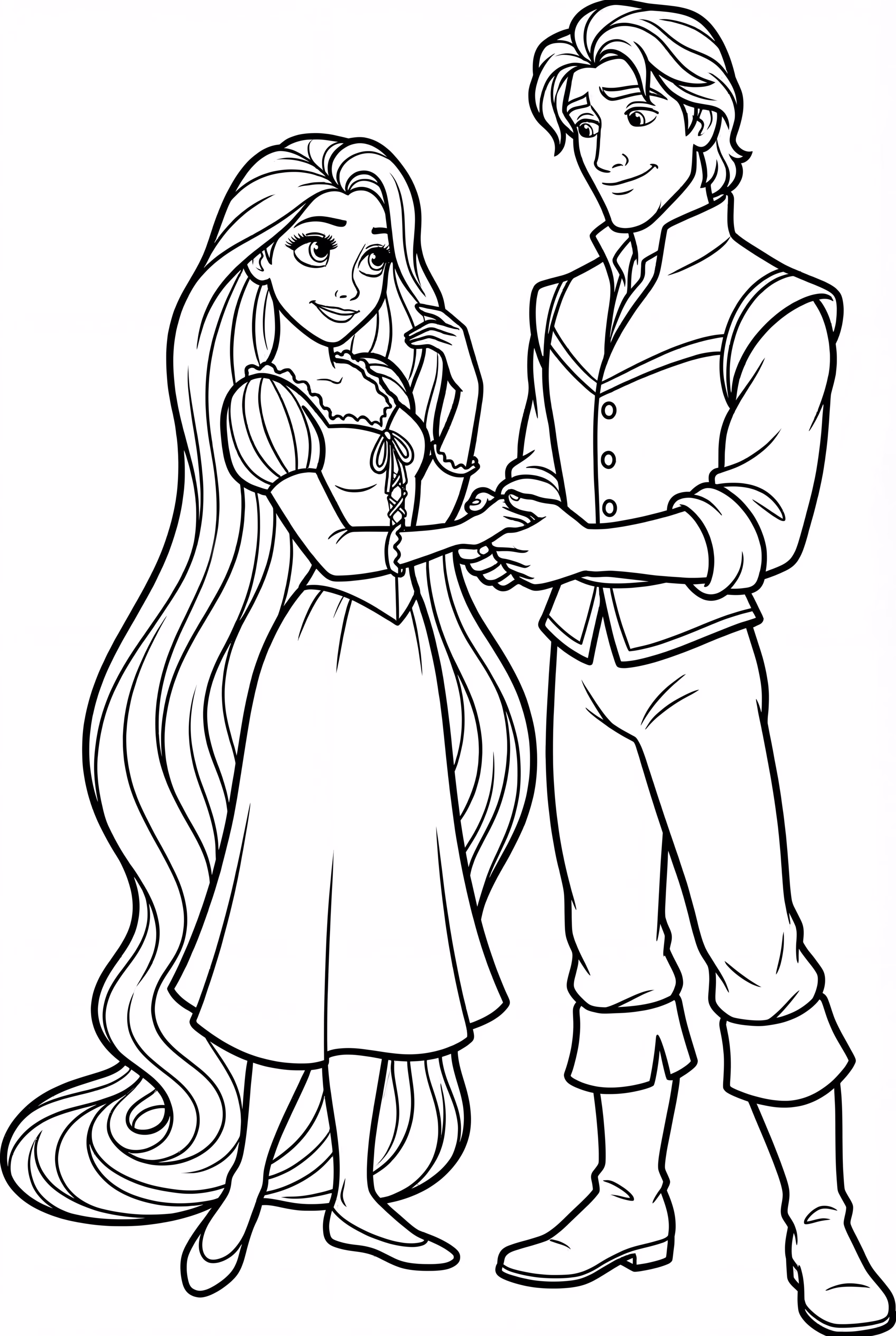 Rapunzel and Flynn Facing a Challenge Together