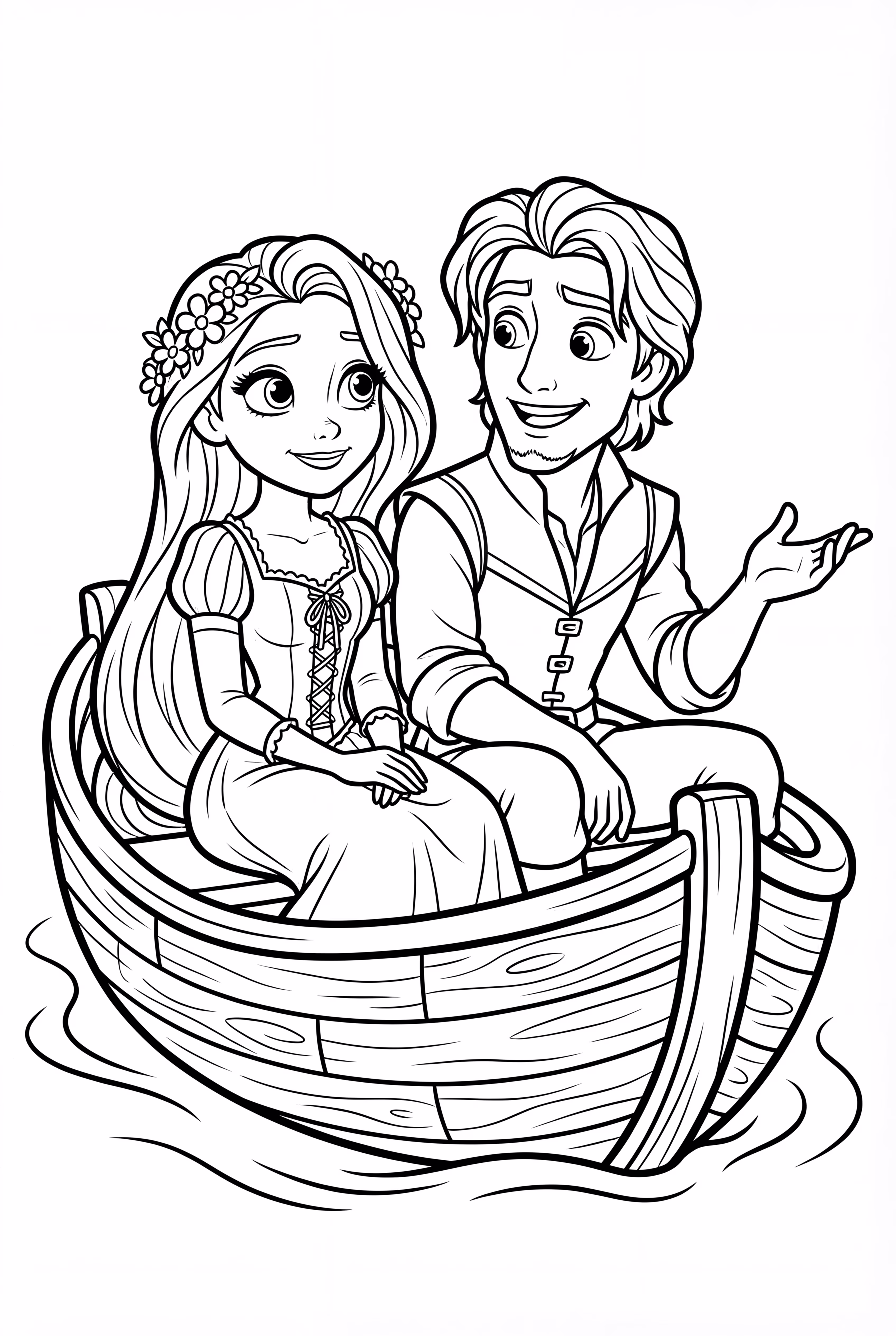 Rapunzel and Flynn on a Boat Ride