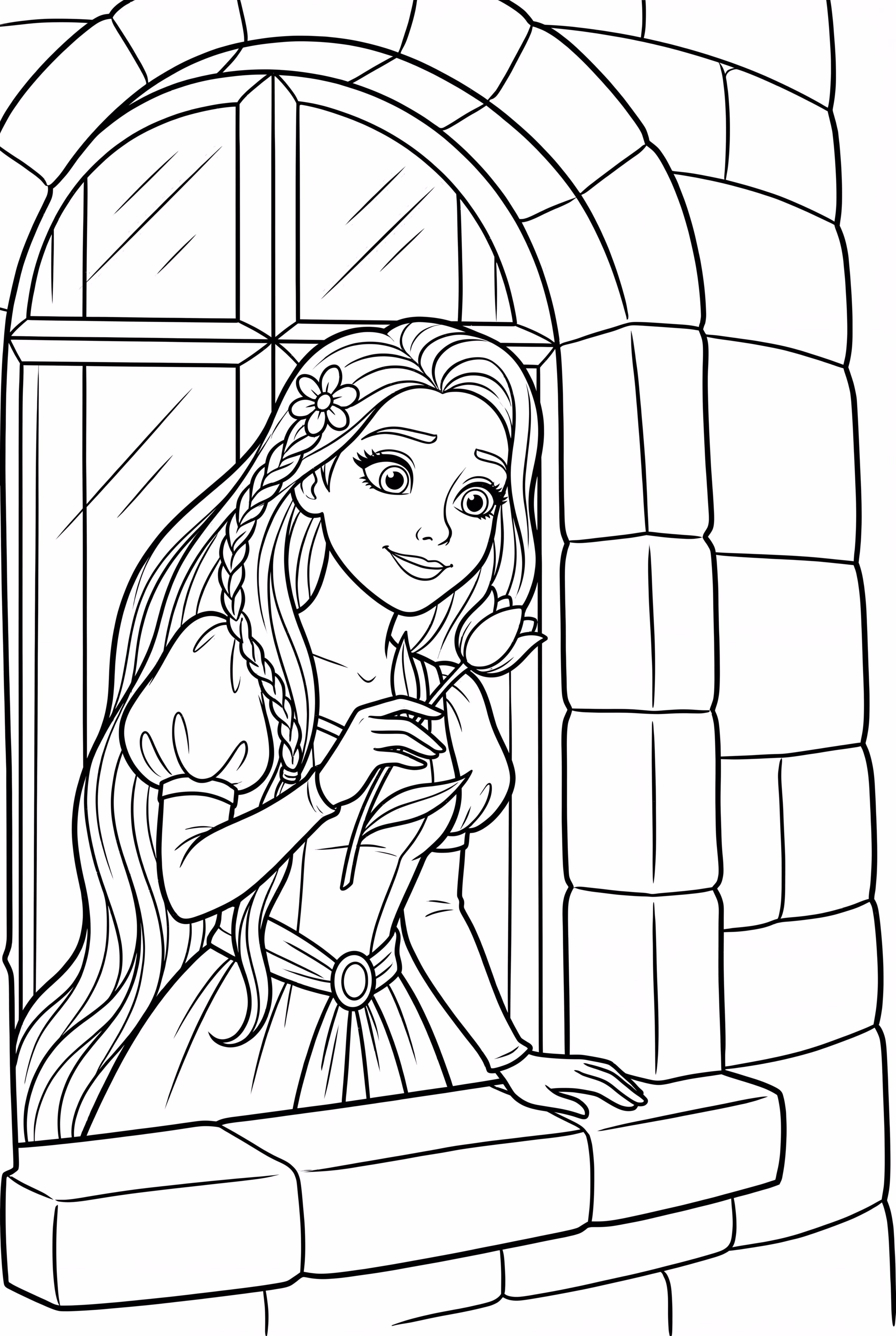 Rapunzel Holding a Flower