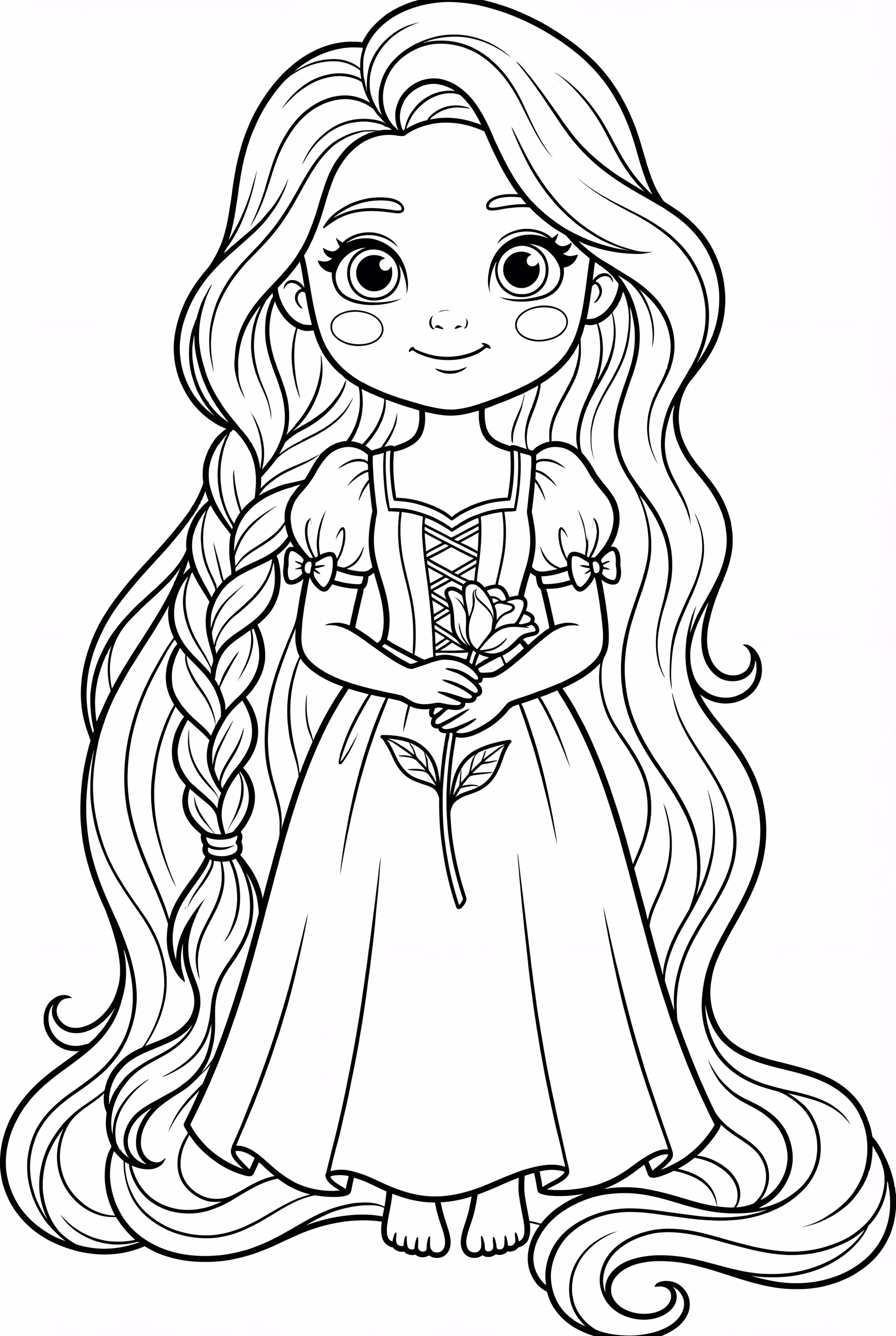Rapunzel Holding a Flower