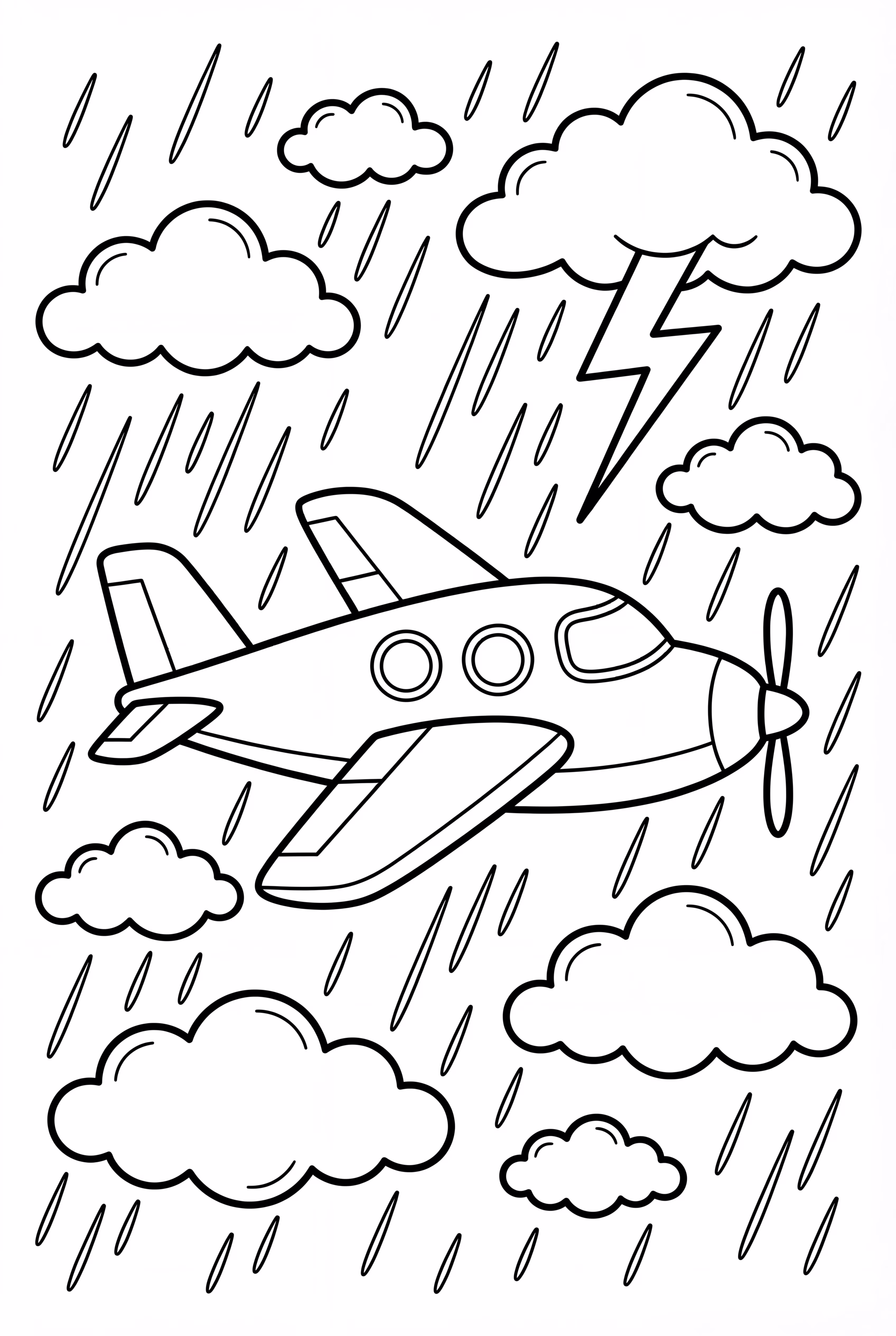 Realistic Airplane in a Thunderstorm Scene