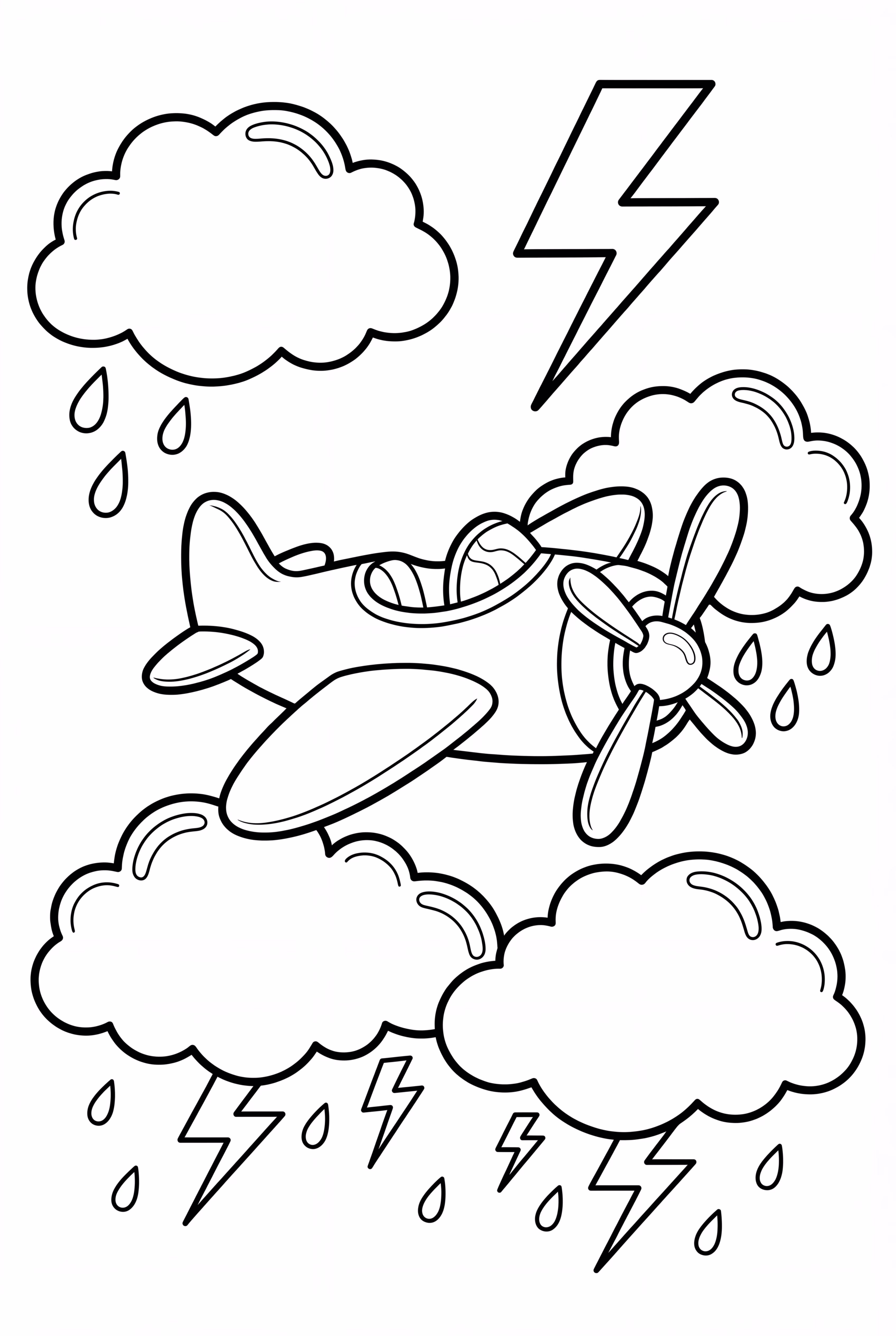 Realistic Airplane in a Thunderstorm Scene