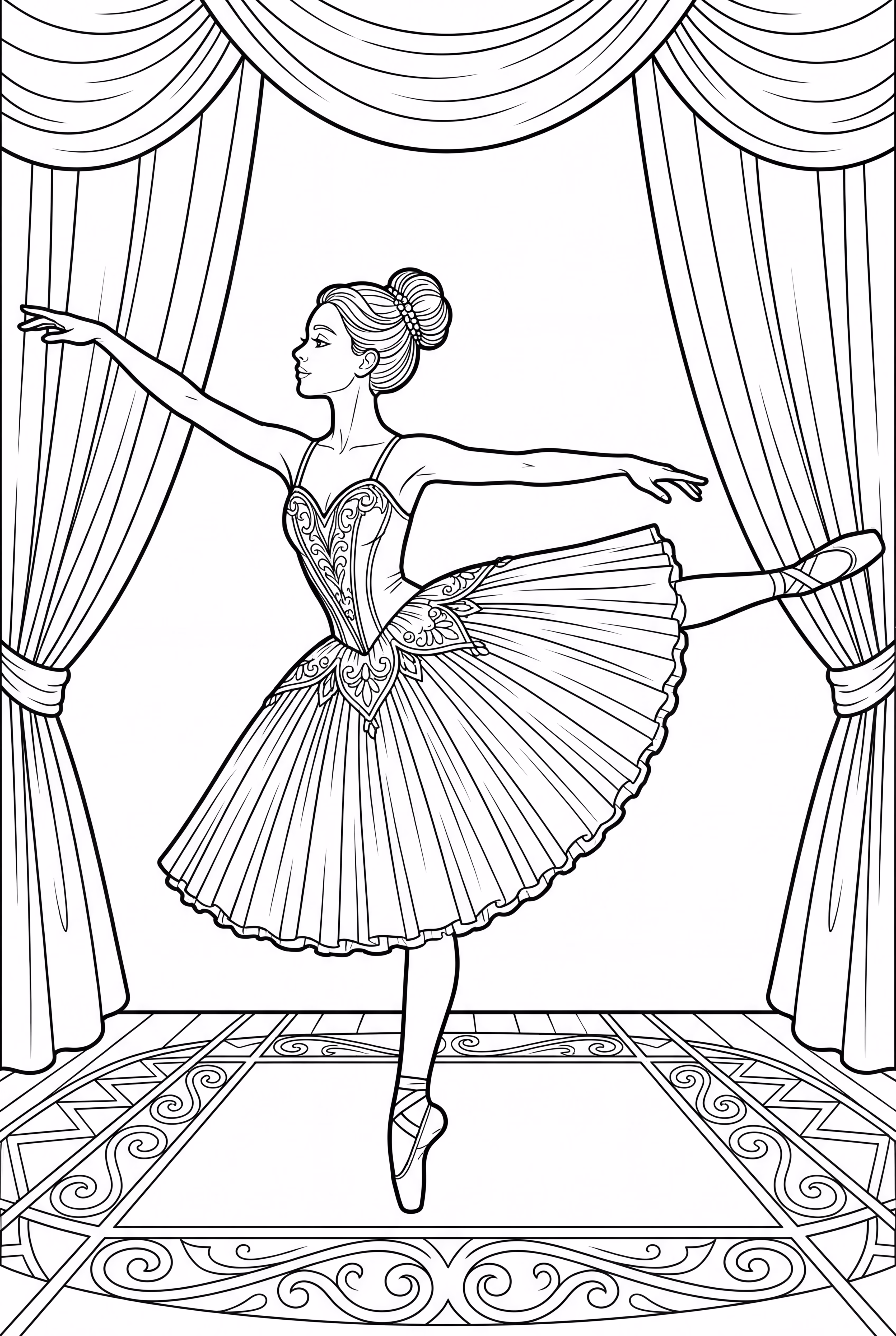 逼真的芭蕾舞者在舞台上跳舞