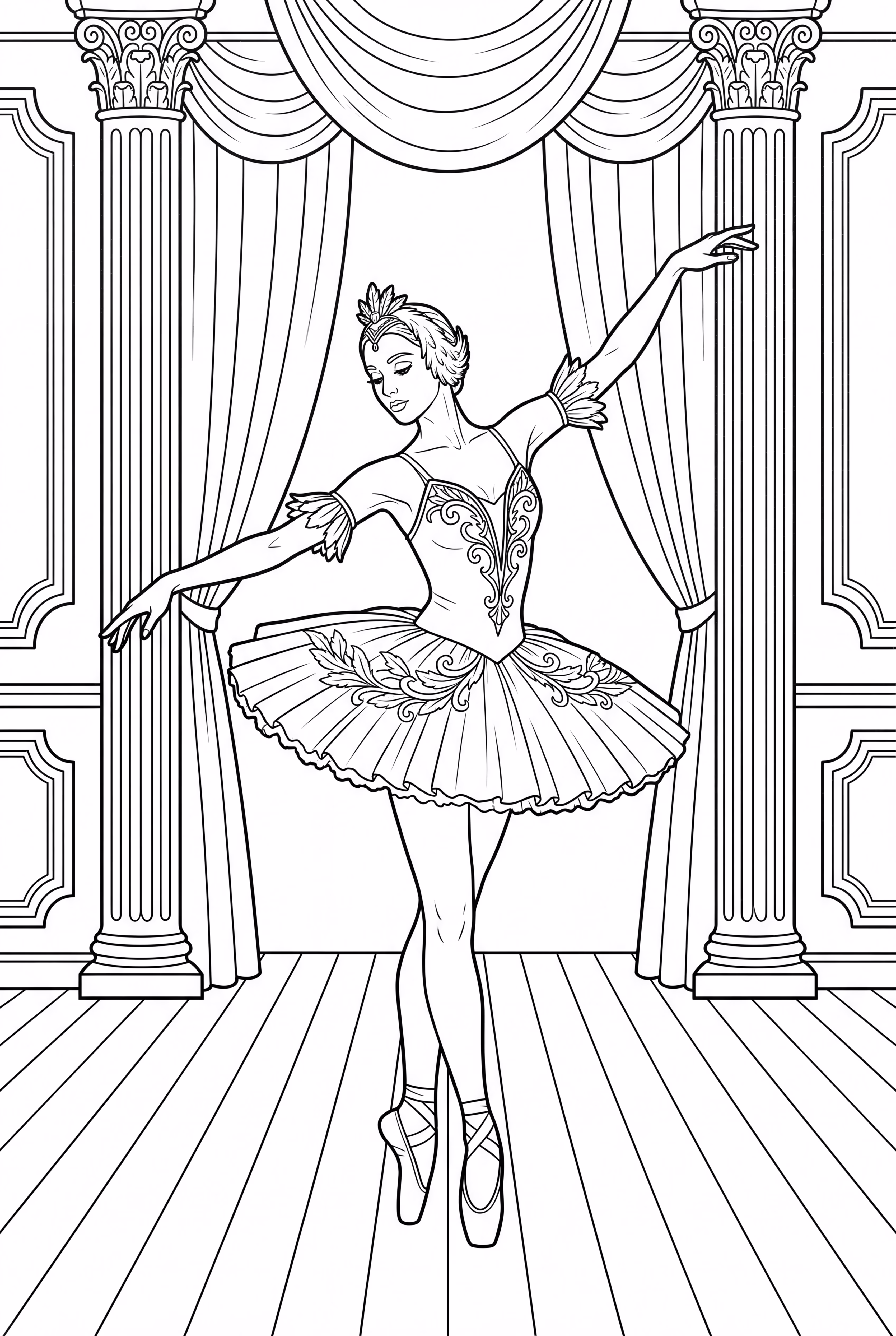 Ballerine réaliste en costume de Lac des cygnes