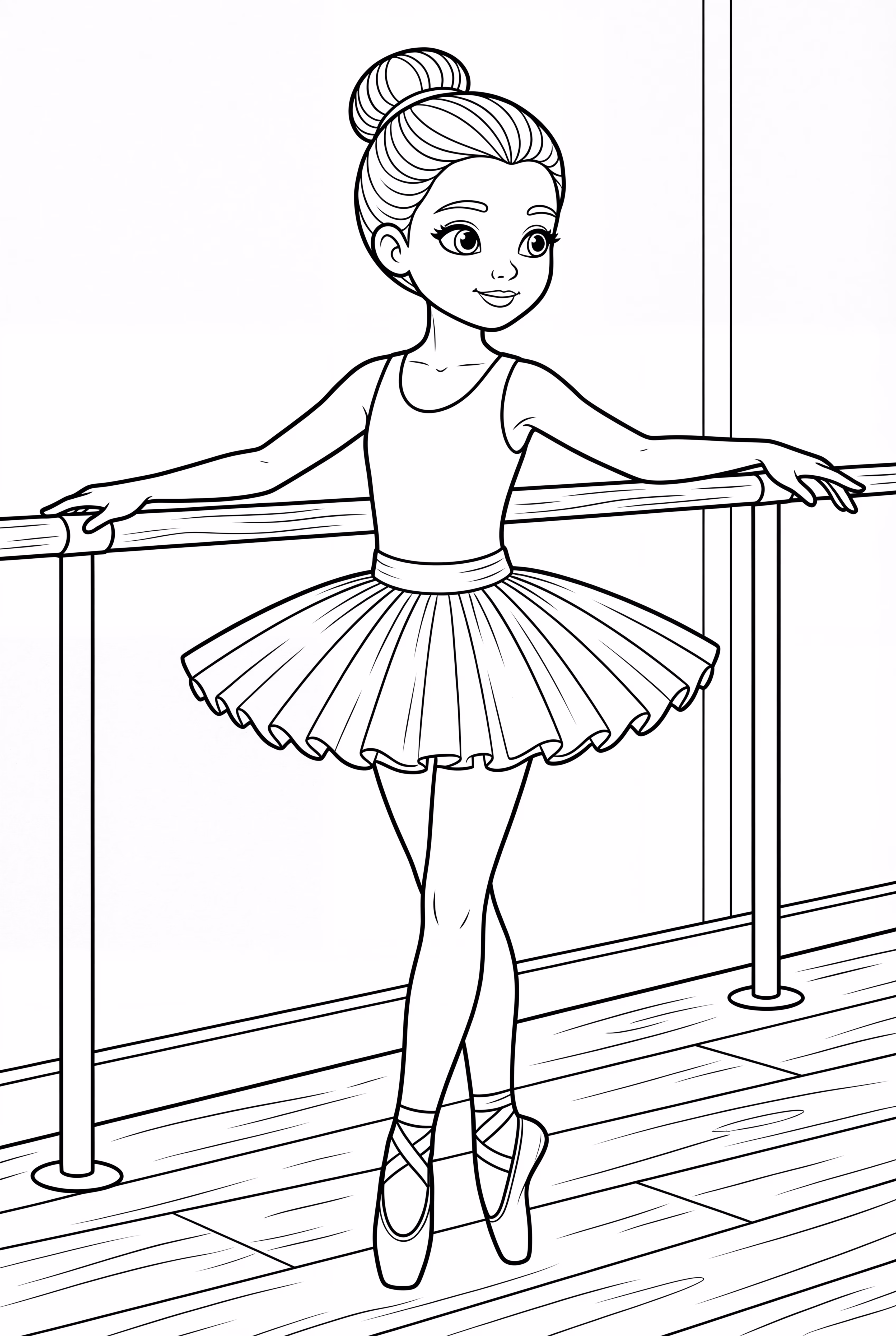 Realistic Ballerina Practicing at the Barre