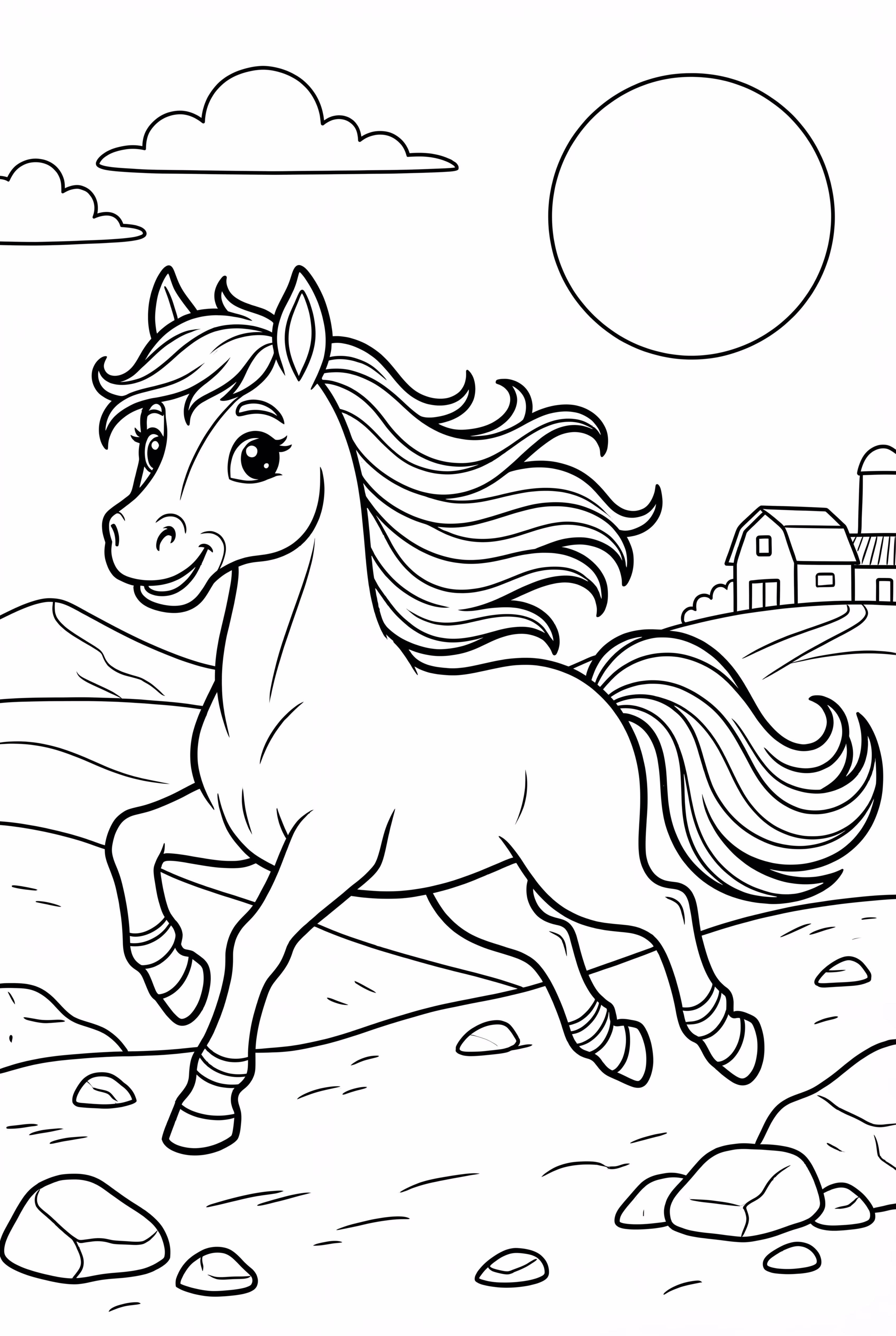 Realistic Draft Horse Pulling a Cart