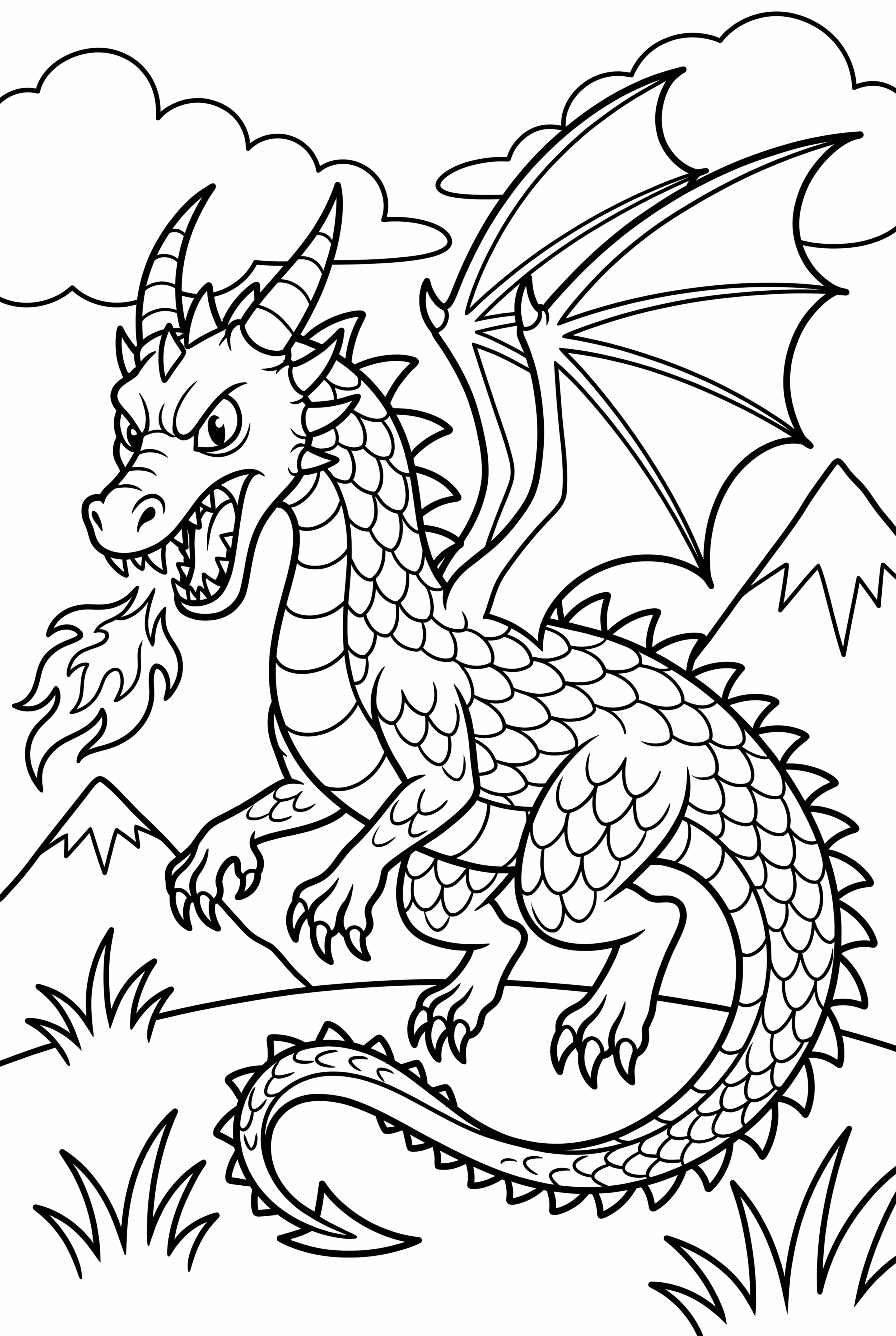 Realistic Dragon With Scales And Fire