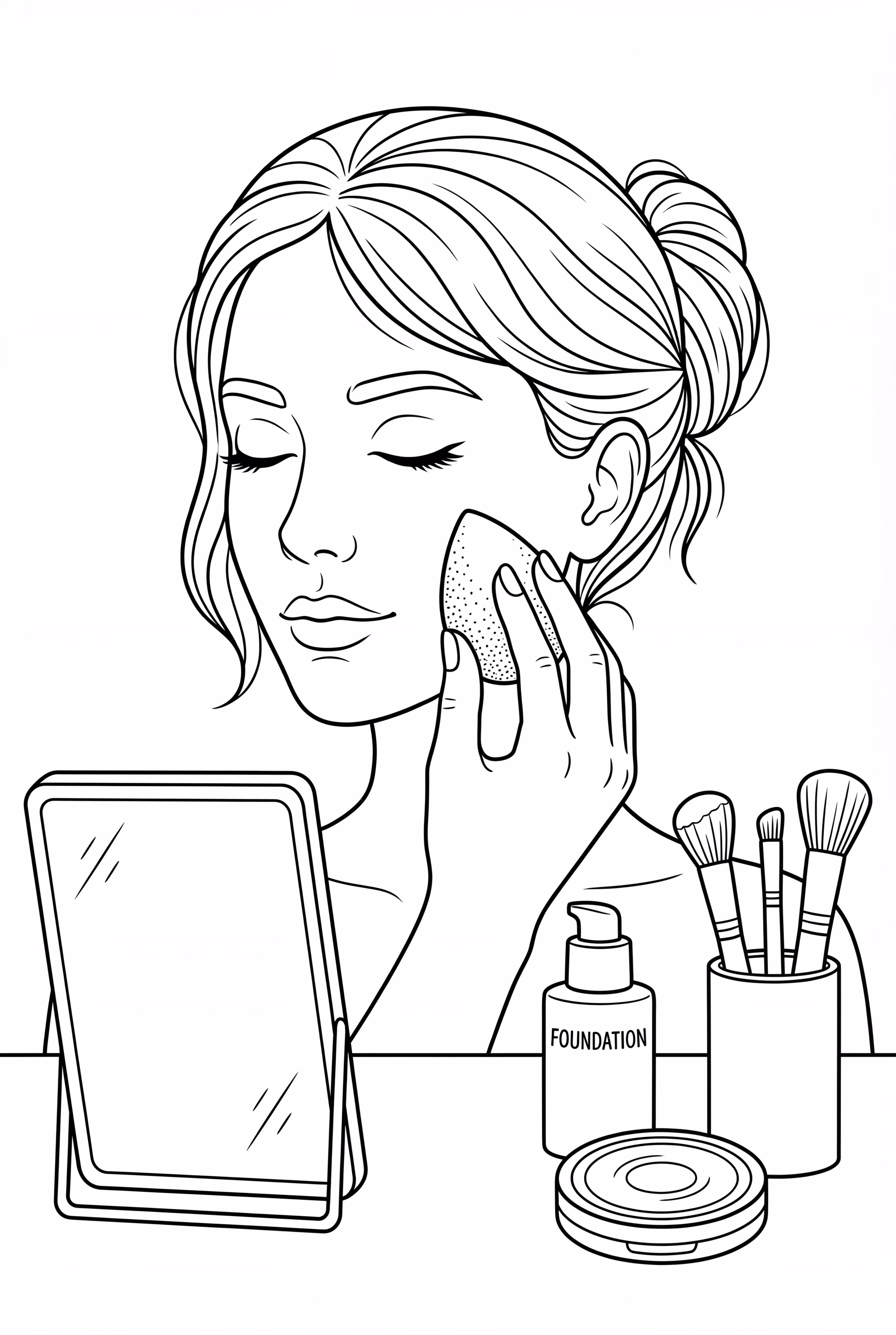 Application Réaliste de Fond de Teint avec Éponge