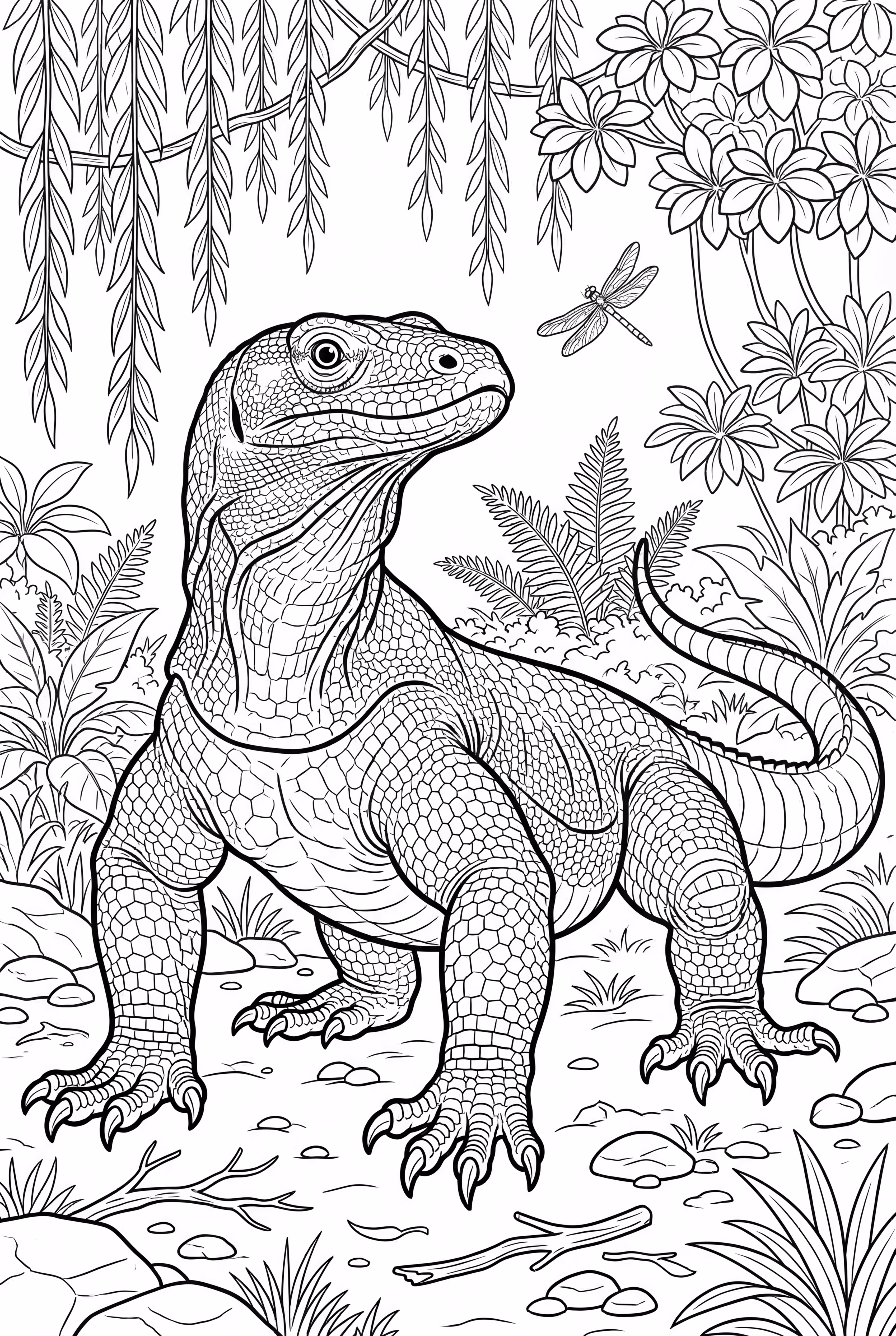 Retrato realista de dragón de Komodo
