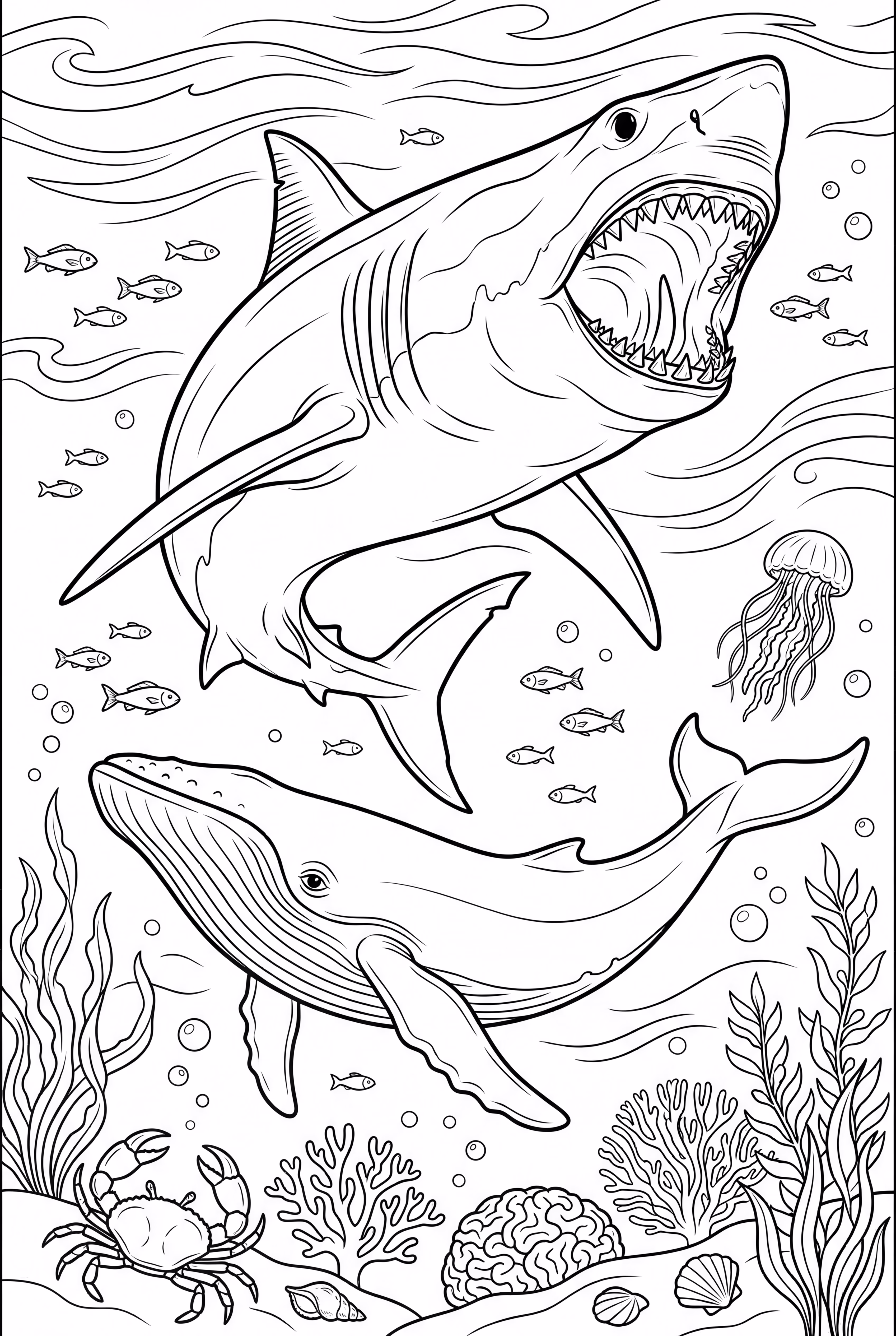 逼真巨齿鲨捕猎鲸鱼