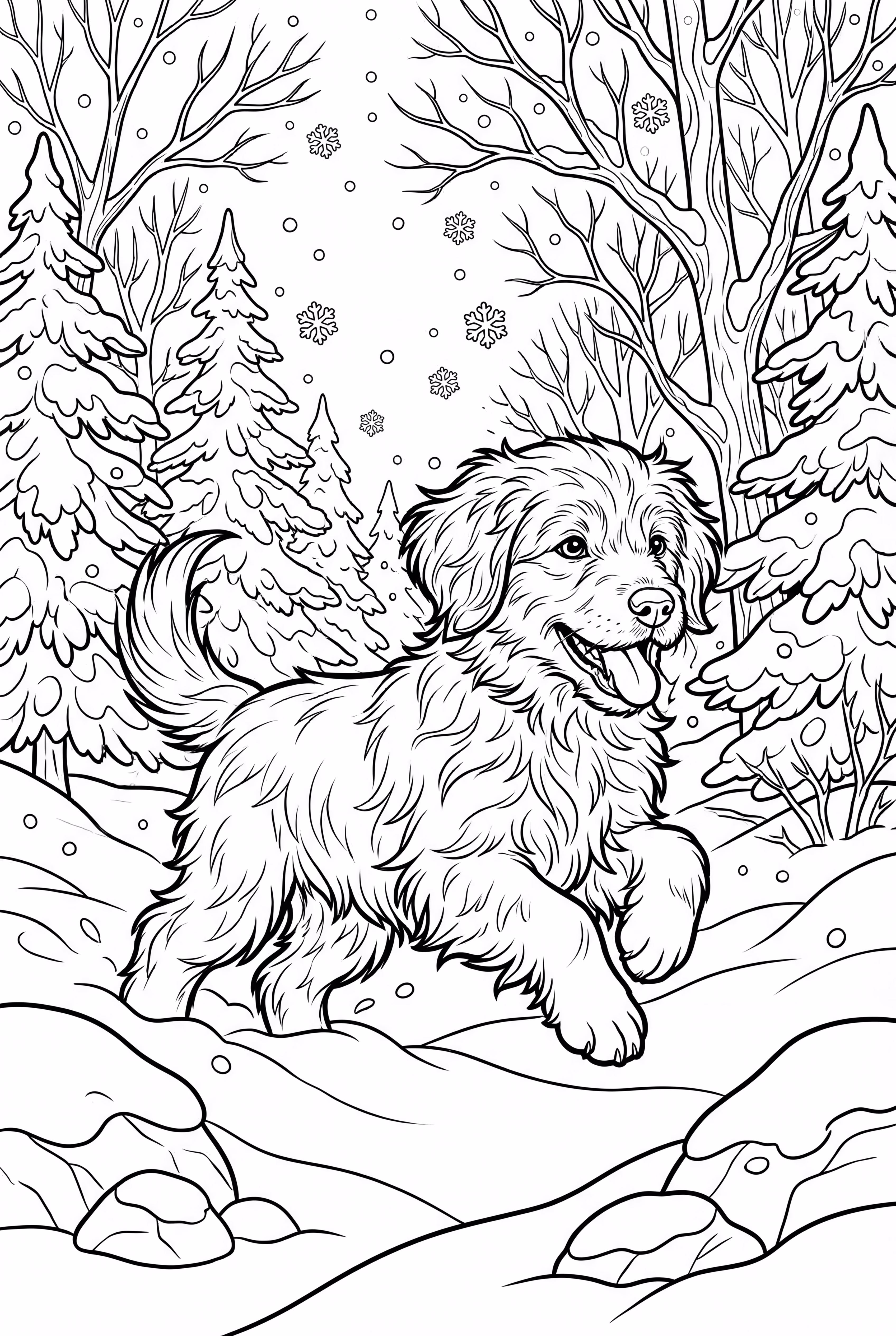 Chiot réaliste jouant dans la neige