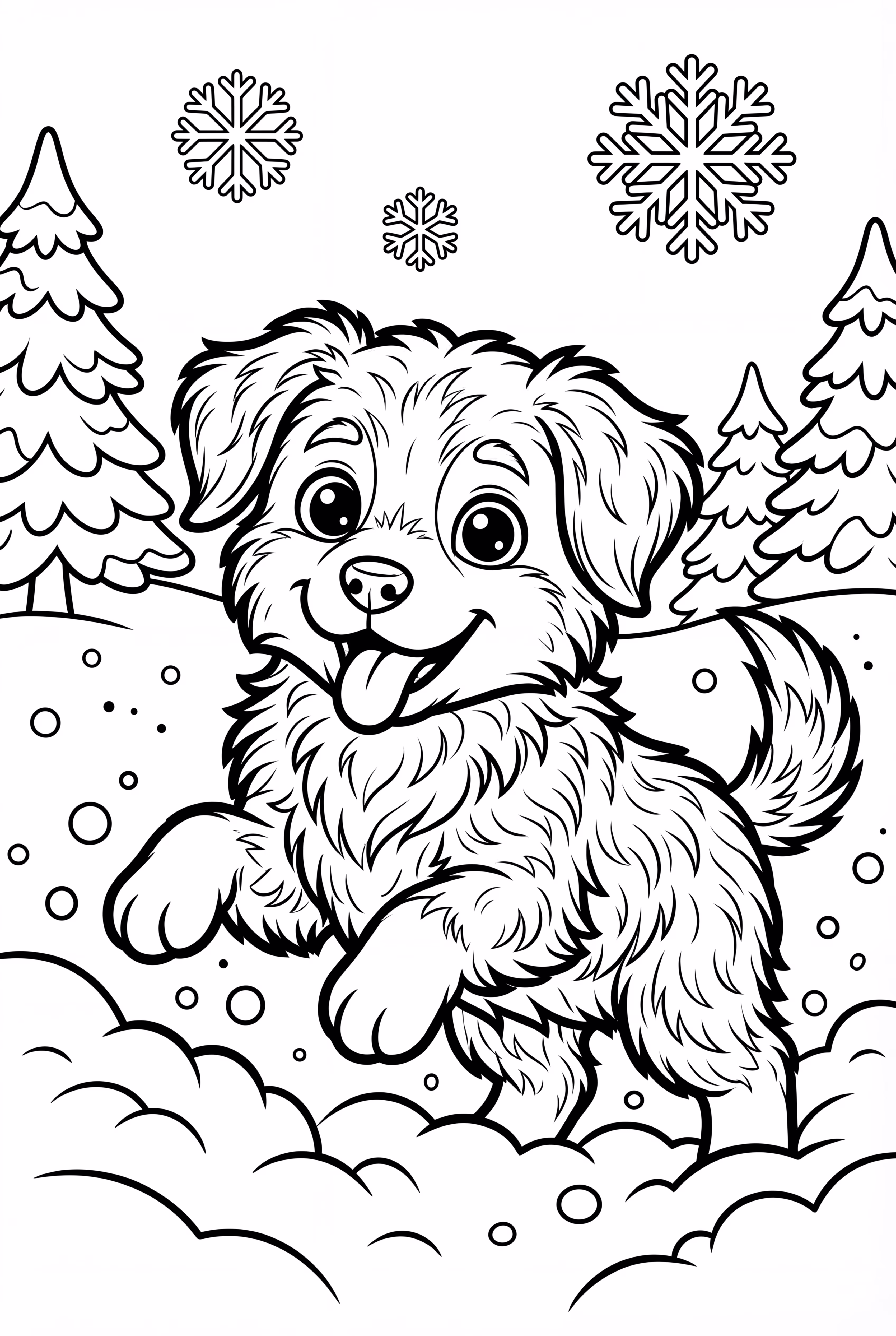 눈 속에서 놀고 있는 현실적인 강아지-2