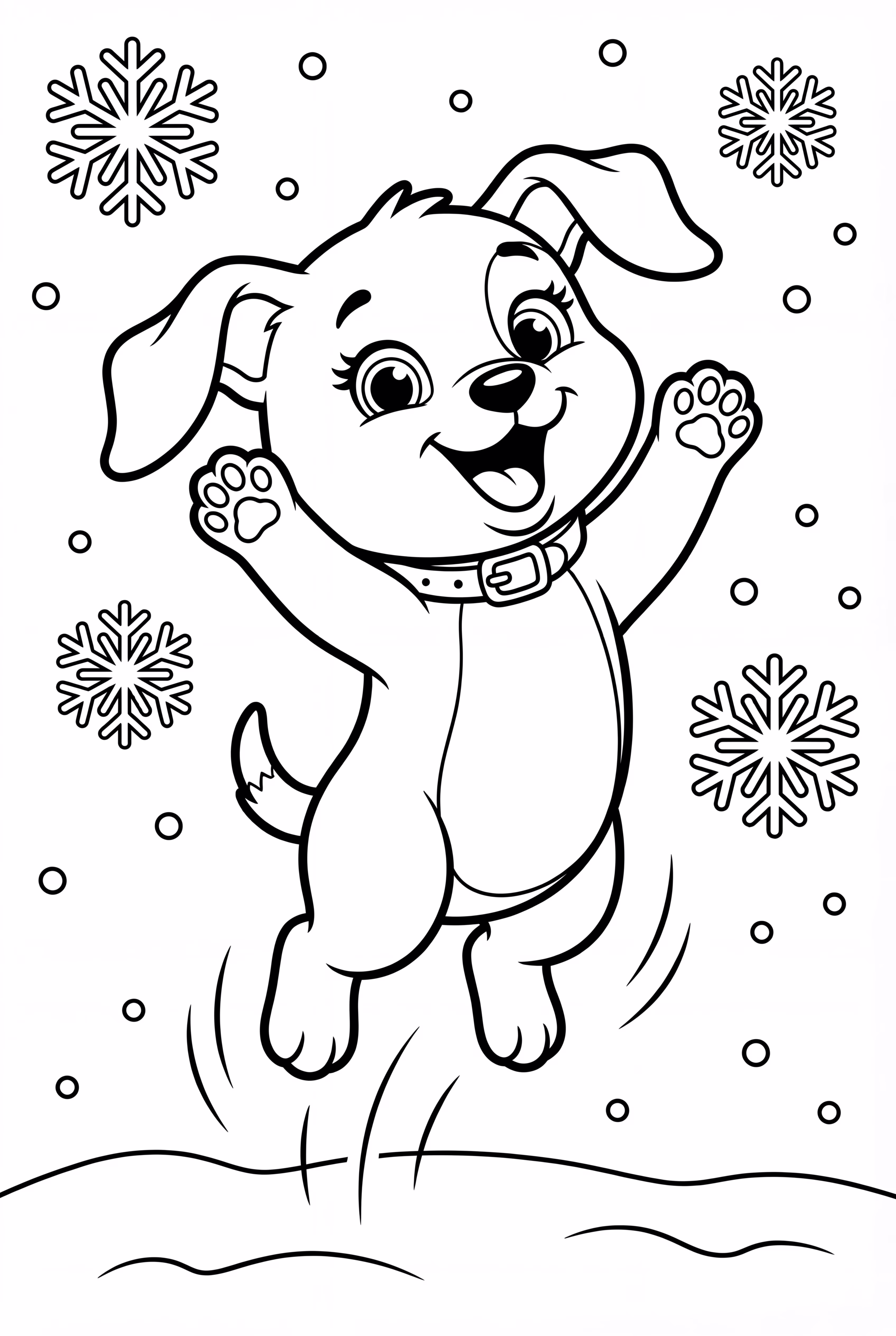 Realistic Puppy Playing in the Snow