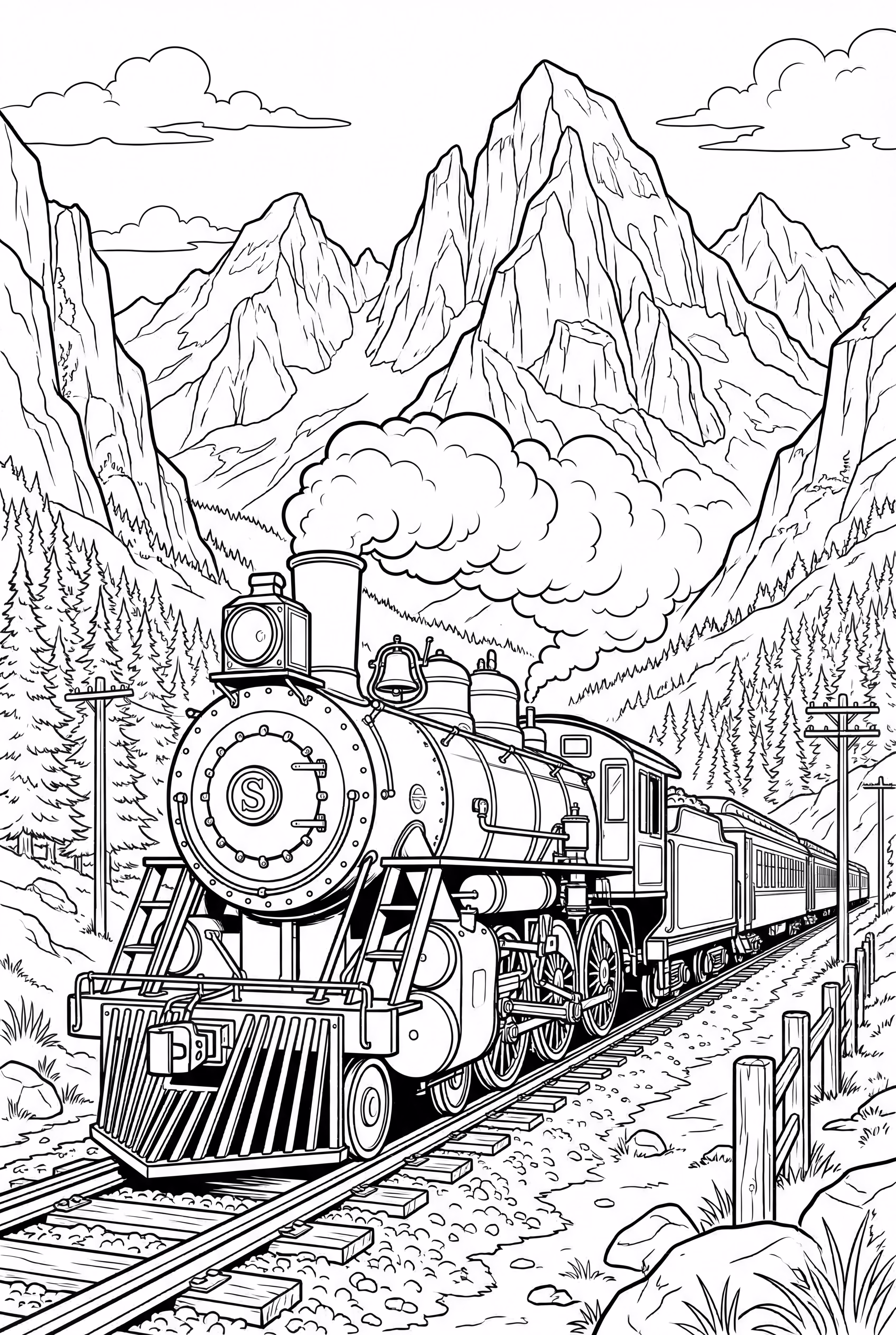 train à vapeur réaliste dans un paysage de montagne