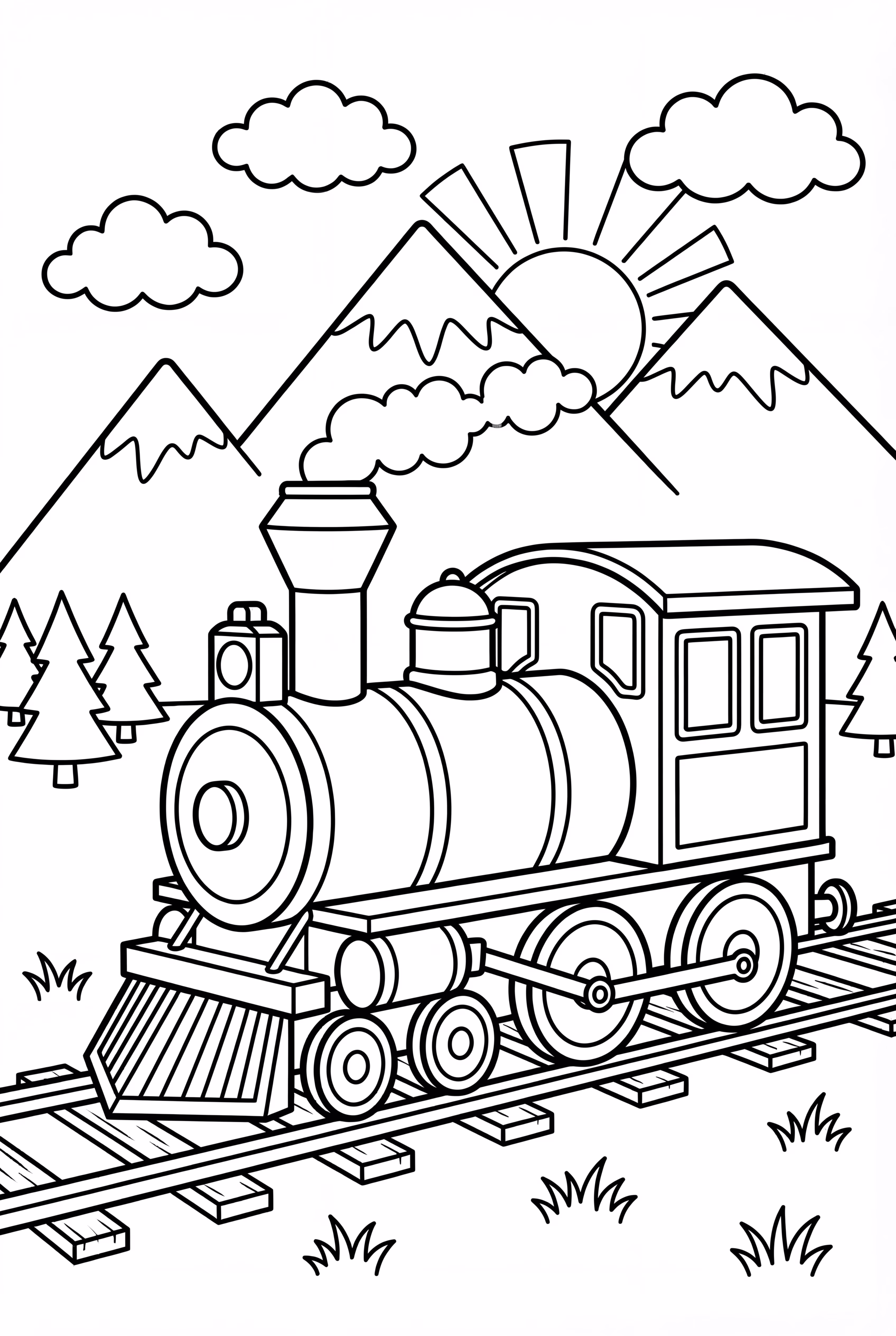 真实的蒸汽火车在山景中